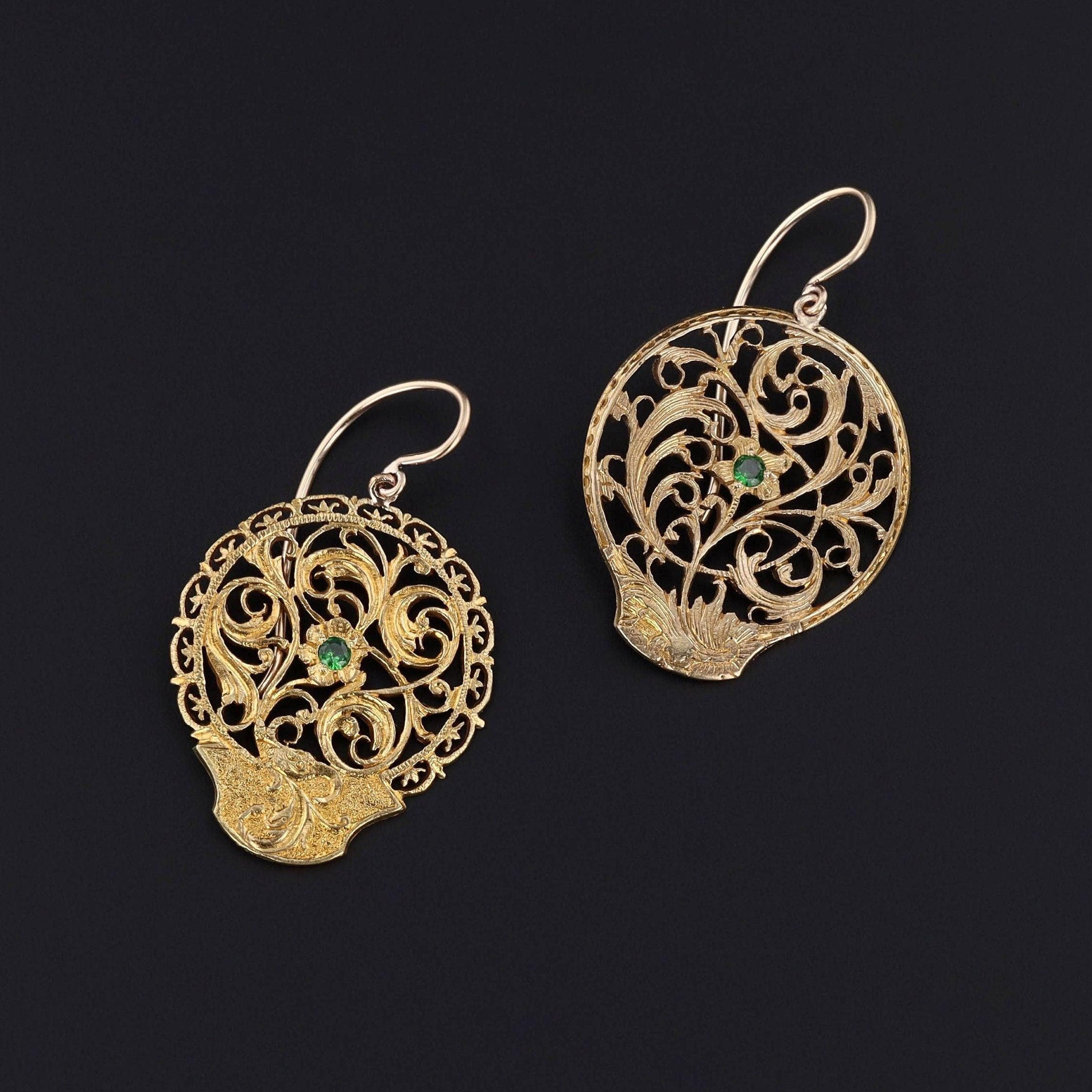 Georgian Antique Watch Cock Conversion Earrings
