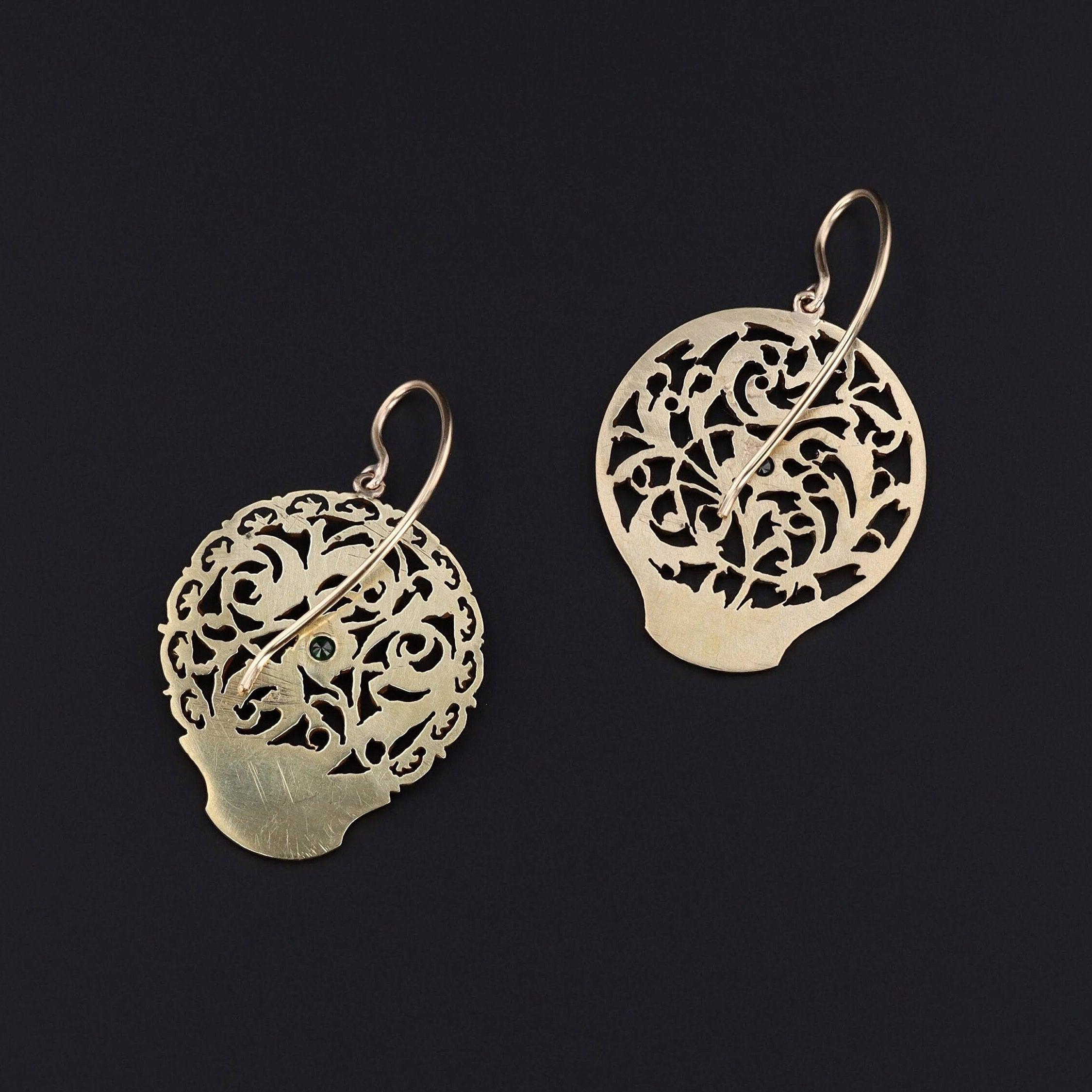 Round Cut Antique Watch Cock Conversion Earrings