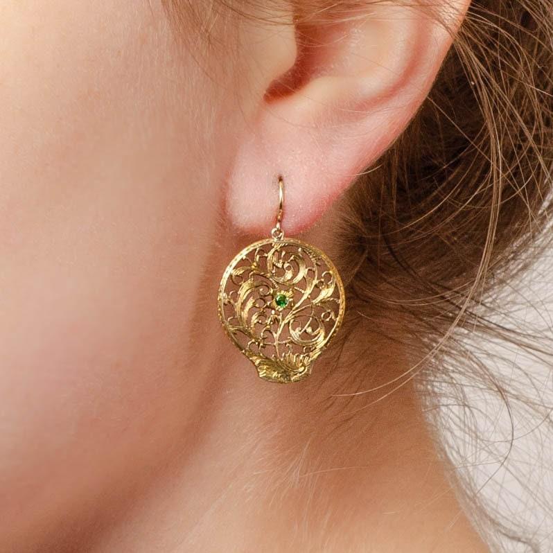 Antique Watch Cock Conversion Earrings In Good Condition In Lewisburg, PA