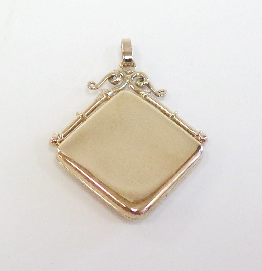 Antique Watch Fob Locket with Center Old European Cut Diamond  In Good Condition In Bellmore, NY