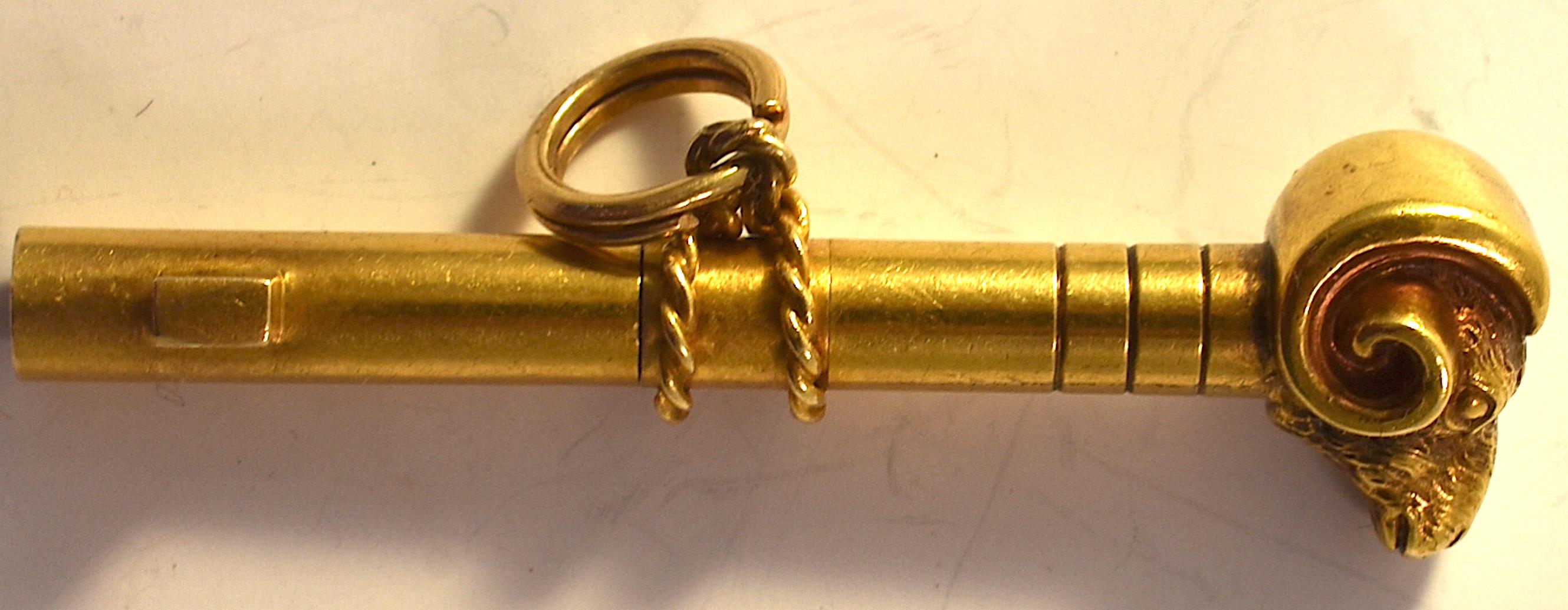 Antique Watch Key Depicting Ram's Head In Excellent Condition In Baltimore, MD