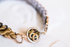 Antique Watchband Glass Enamel 10k Gold Snake Motif Ruby Eye