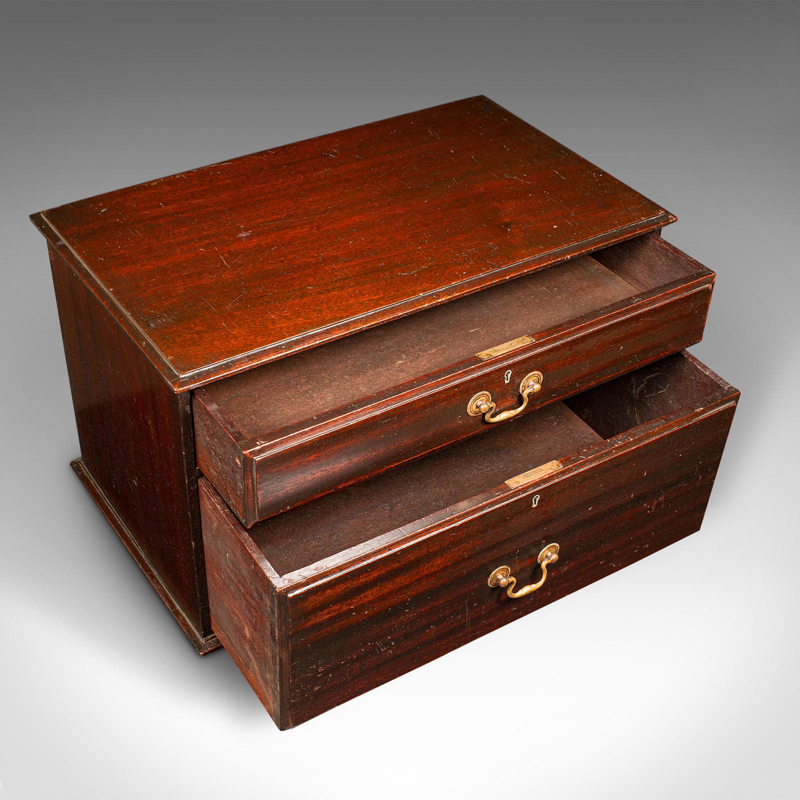 Wood Antique Watchmaker's Cabinet, English, Tabletop Work Chest, Victorian, C.1860 For Sale