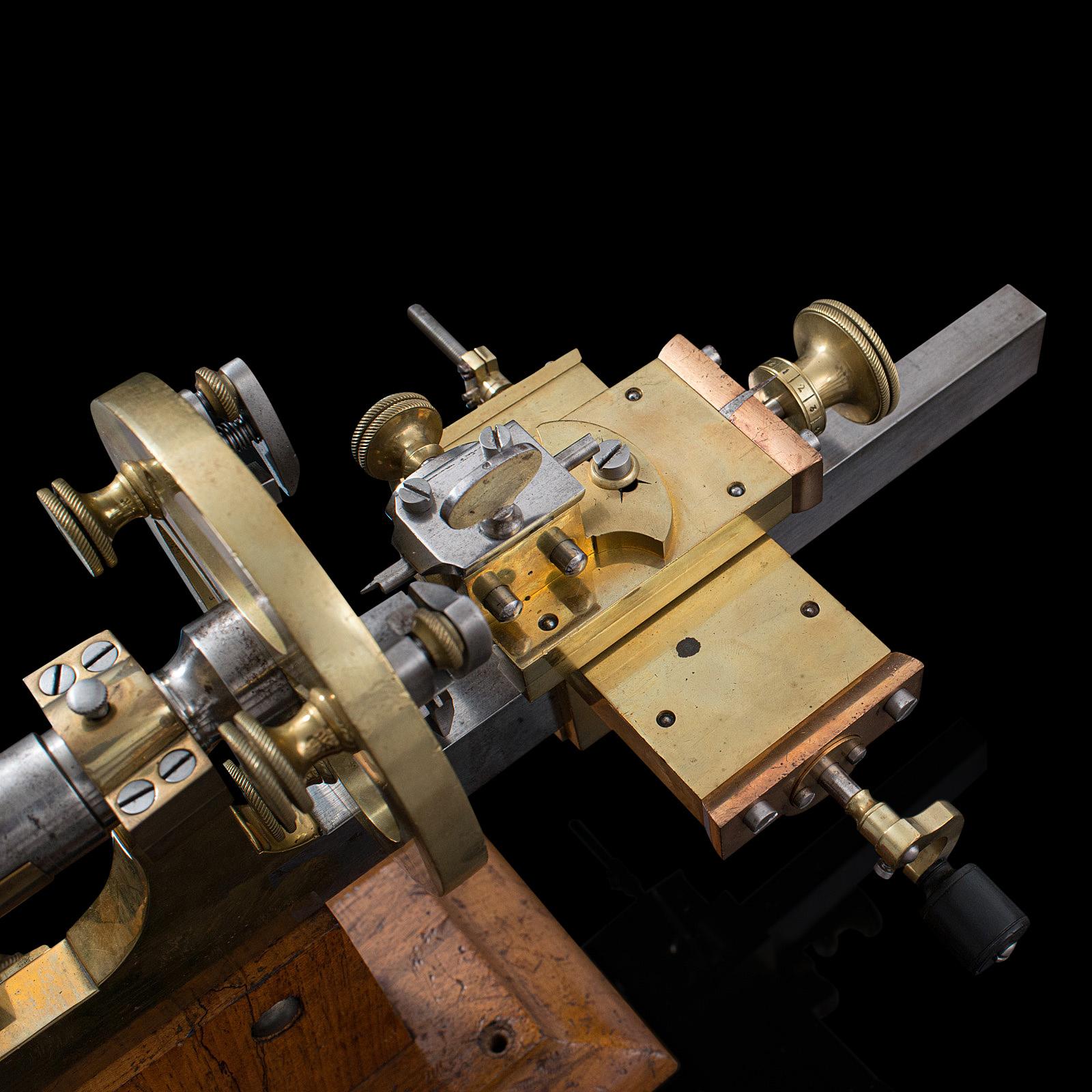 Antique Watchmaker's Lathe, Swiss, Brass, Copper Precision Instrument circa 1900 For Sale 3