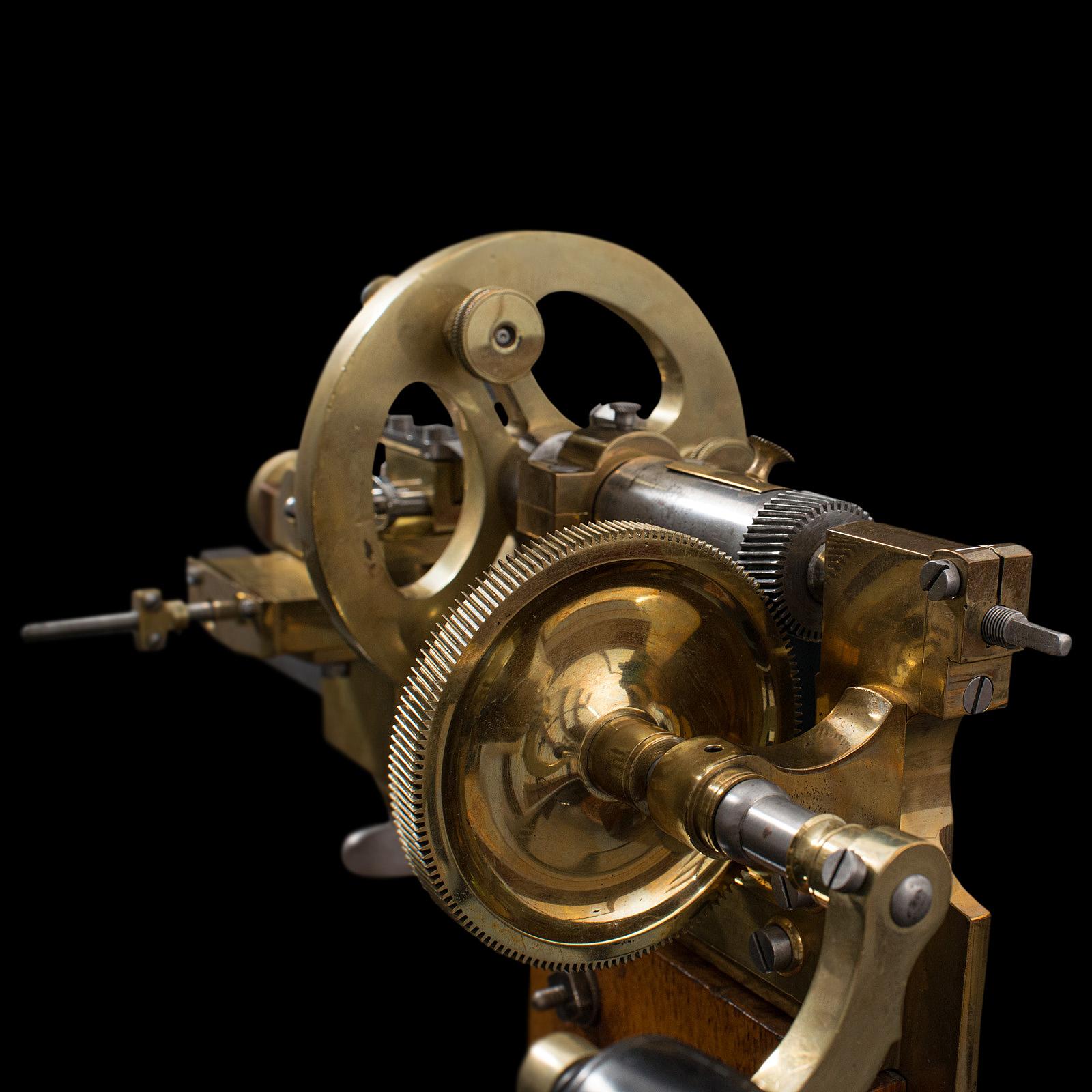 Antique Watchmaker's Lathe, Swiss, Brass, Copper Precision Instrument circa 1900 For Sale 1