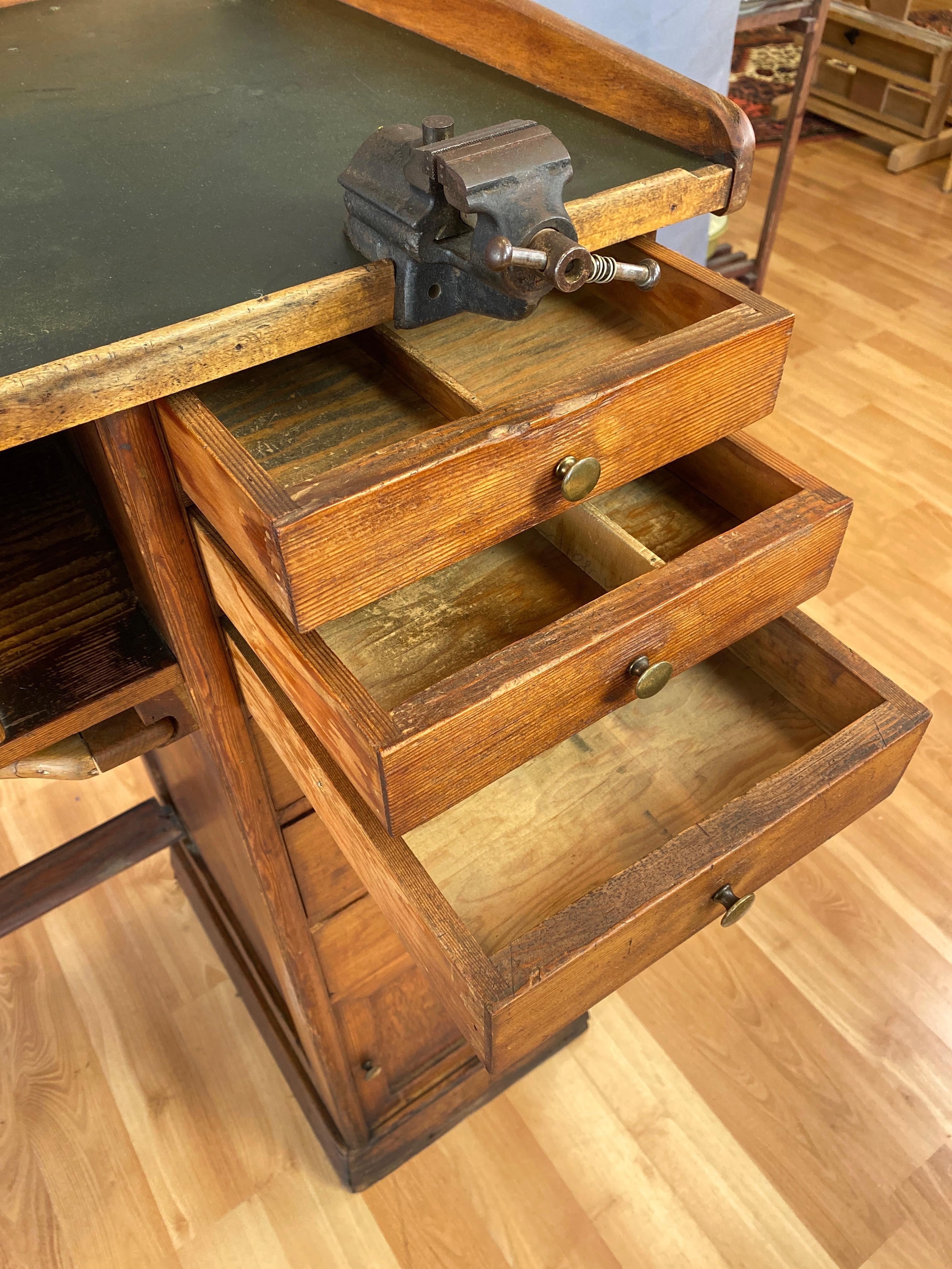 Early 20th Century Antique Watchmaker’s or Jeweler’s Workbench or Tall Desk, 1920s