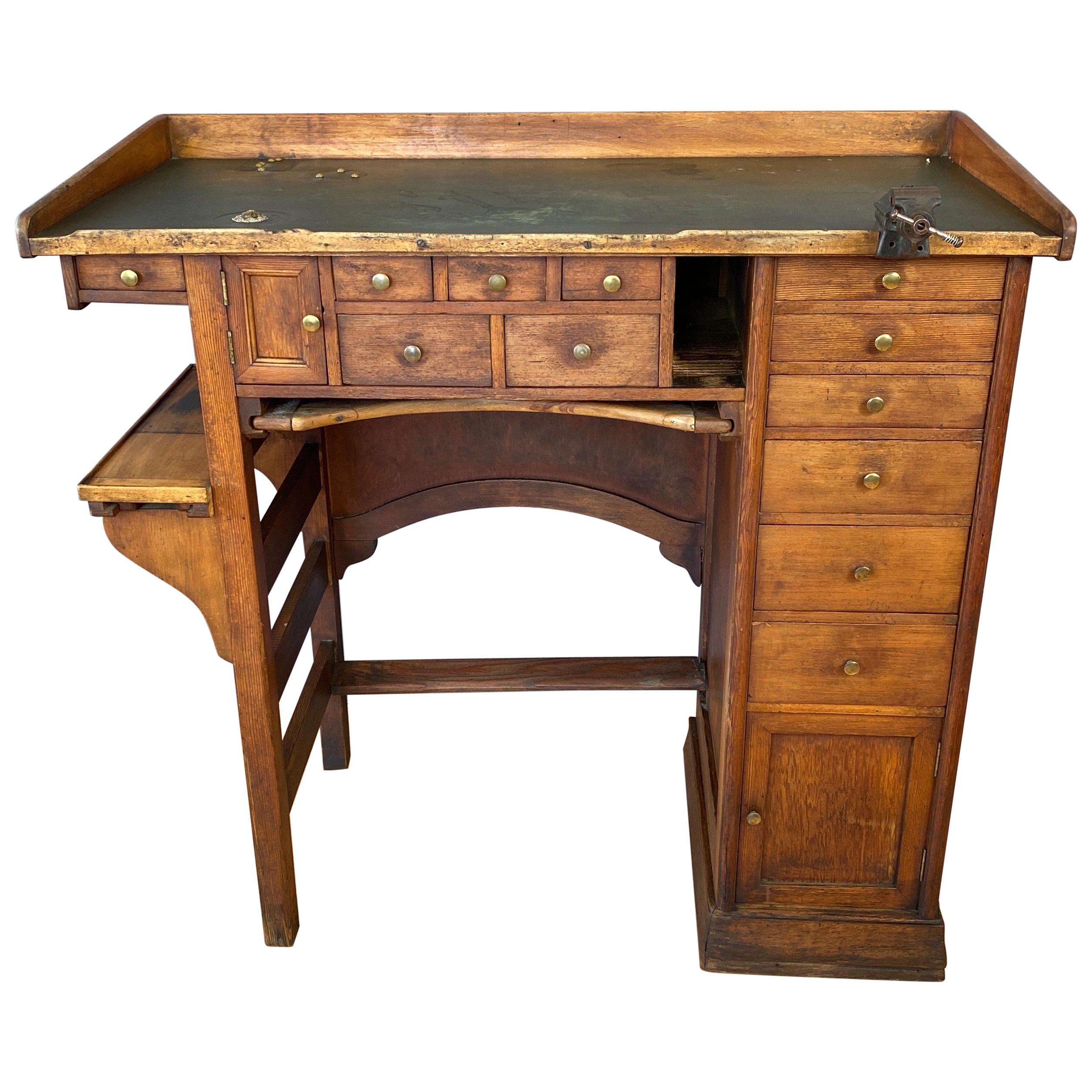 Antique Watchmaker’s or Jeweler’s Workbench or Tall Desk, 1920s