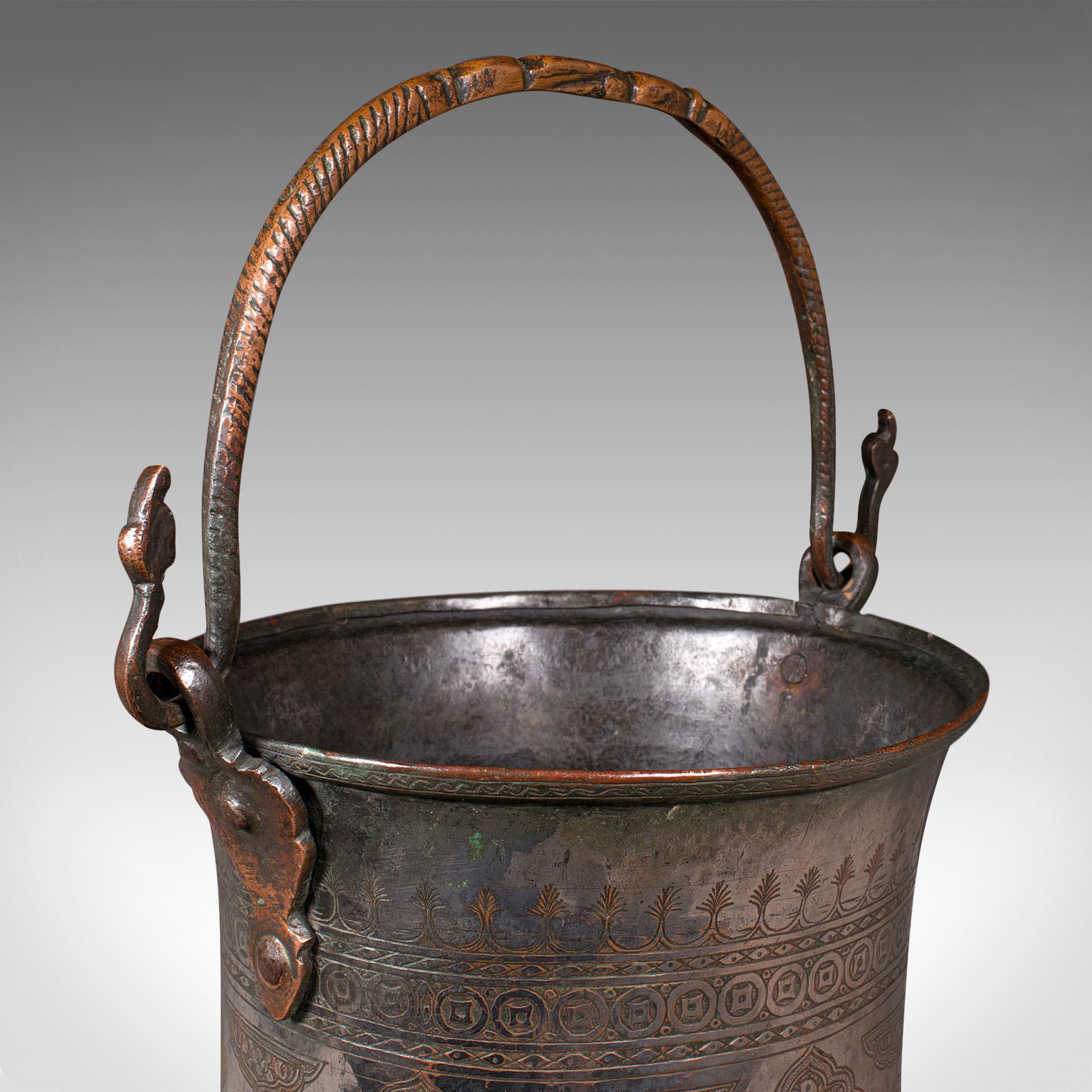 Cuivre Seau à eau antique birman, cuivre argenté, magasin de cheminée, géorgien, vers 1800 en vente