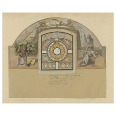 Antique Water Colored Ink Drawing of Brewing Beer, Circa 1880