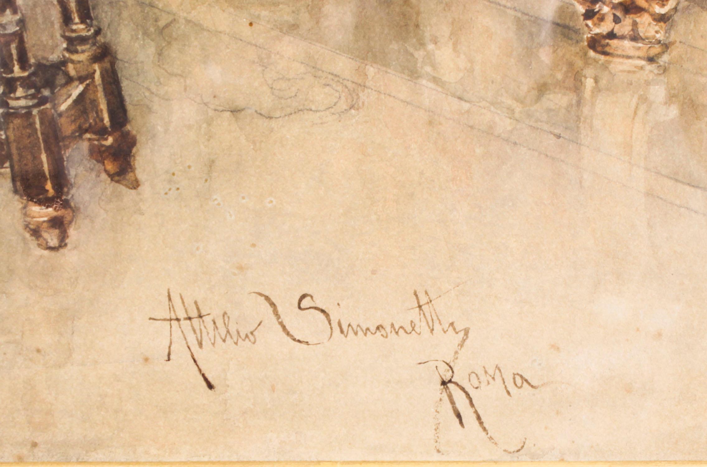 Antike Aquarellfarbe Attlio Simonetti 'Das Musikereignis' 19. Jahrhundert (Leinwand) im Angebot