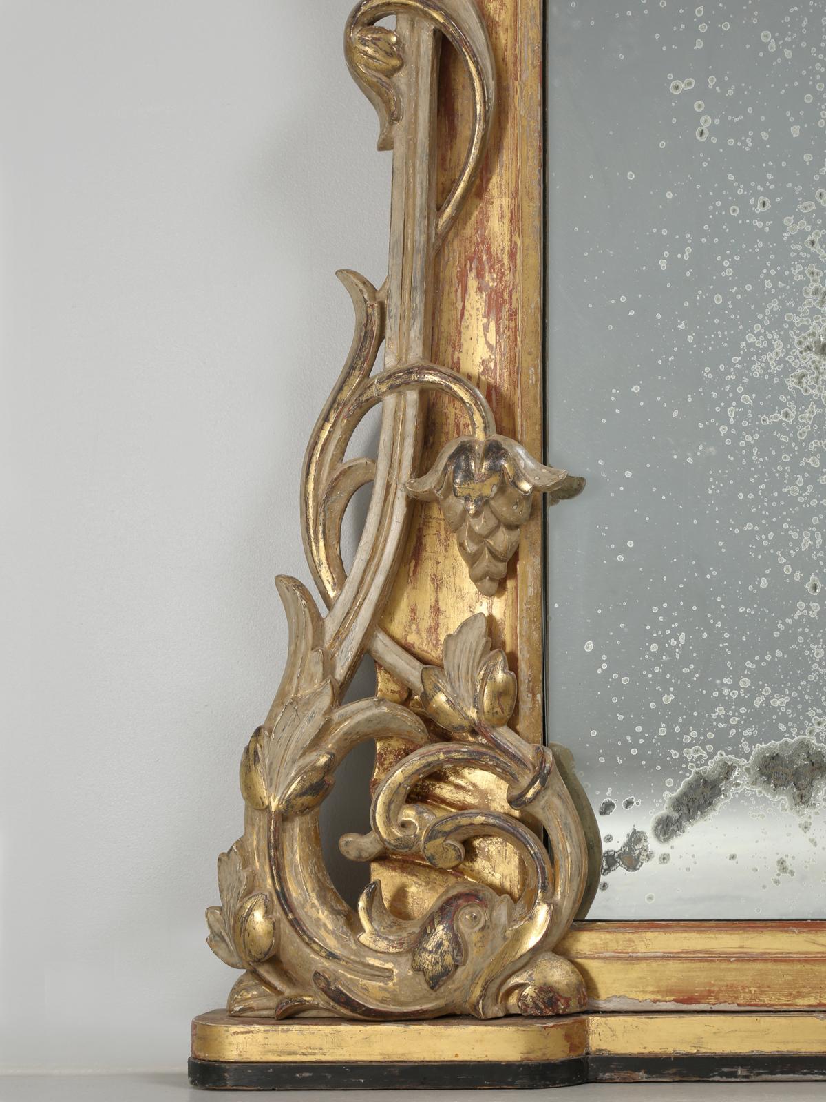 Giltwood Antique Water Gilded Carved Mirror from Scotland, circa 1890