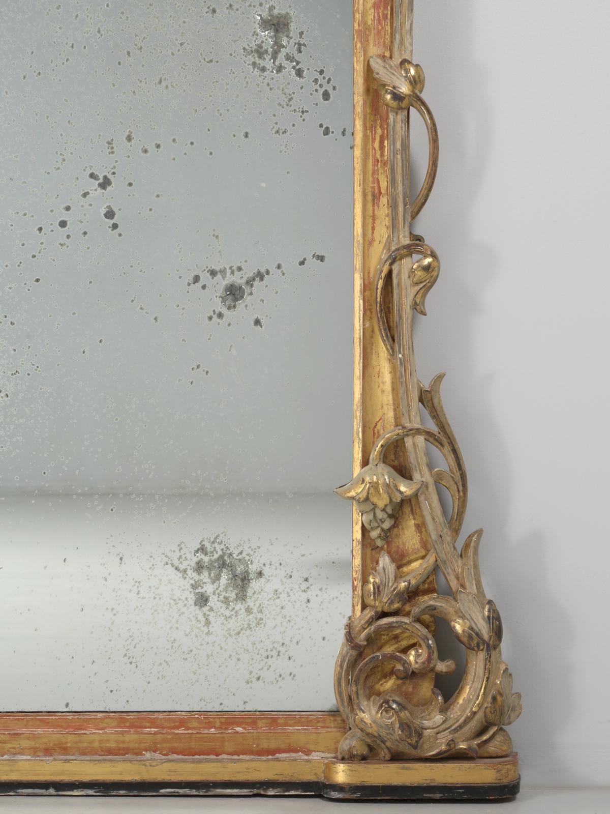 Hand-Crafted Antique Water Gilded Carved Mirror from Scotland, circa 1890