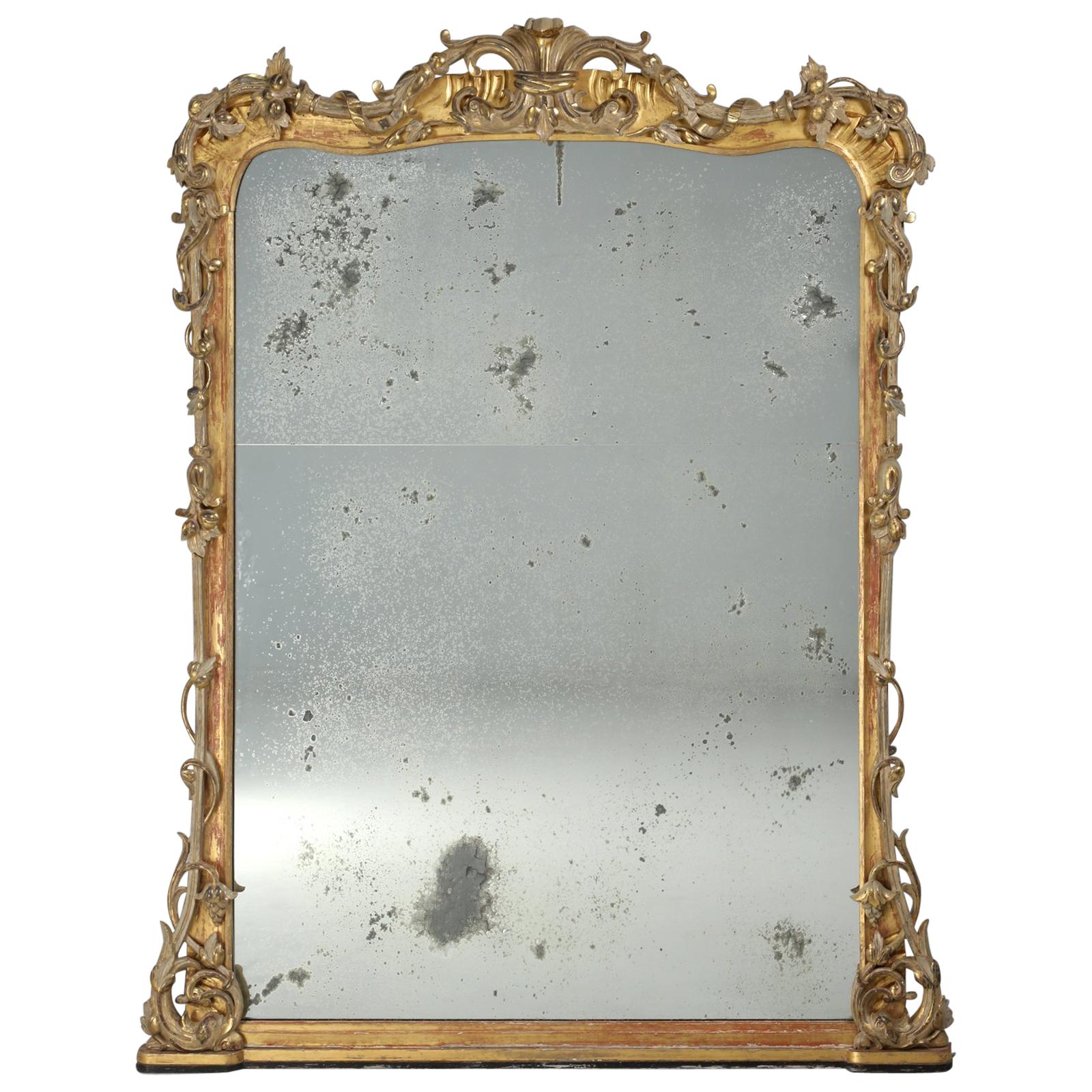Antique Water Gilded Carved Mirror from Scotland, circa 1890