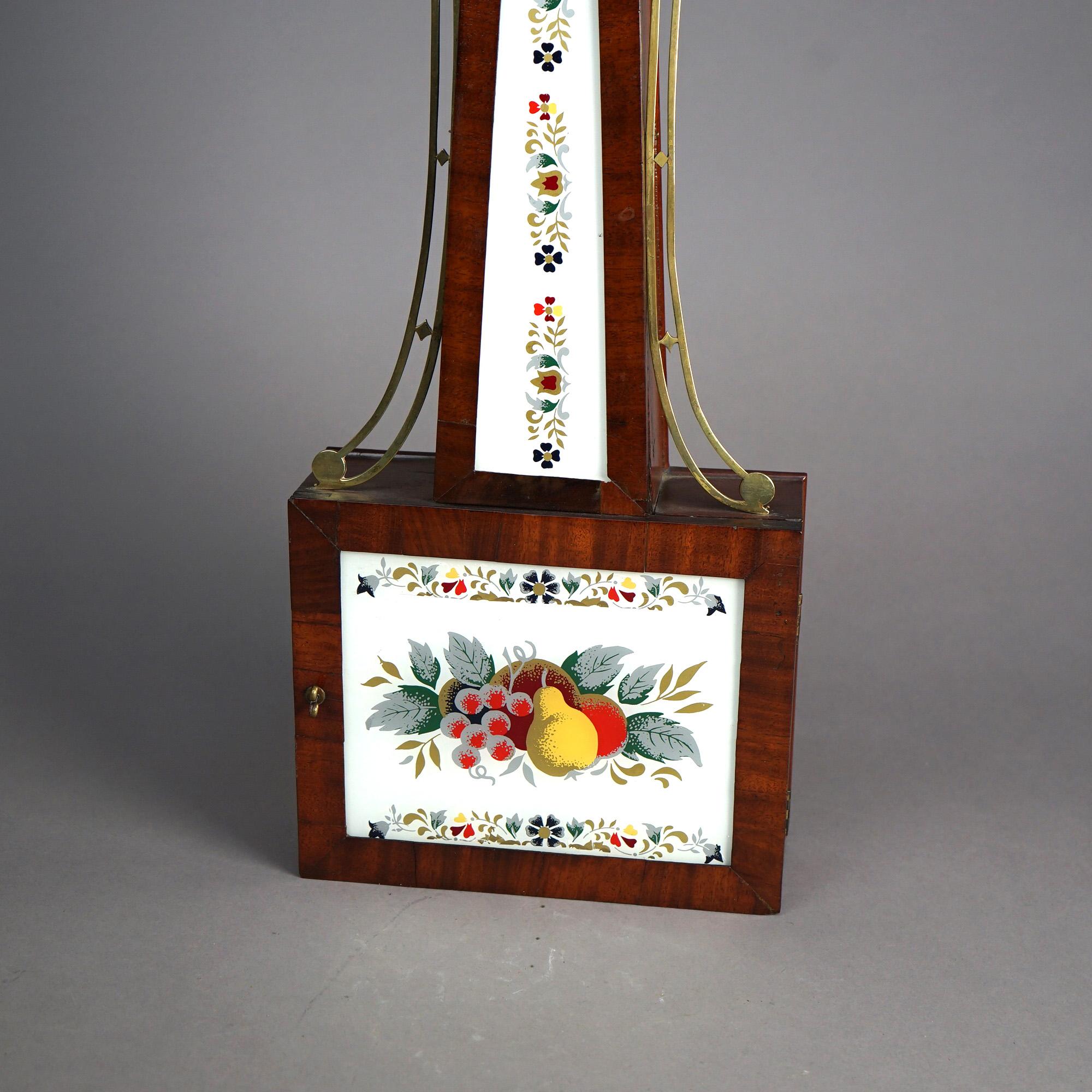Antique Waterbury Mahogany Banjo Clock with Eglomise Panel Circa 1830 6