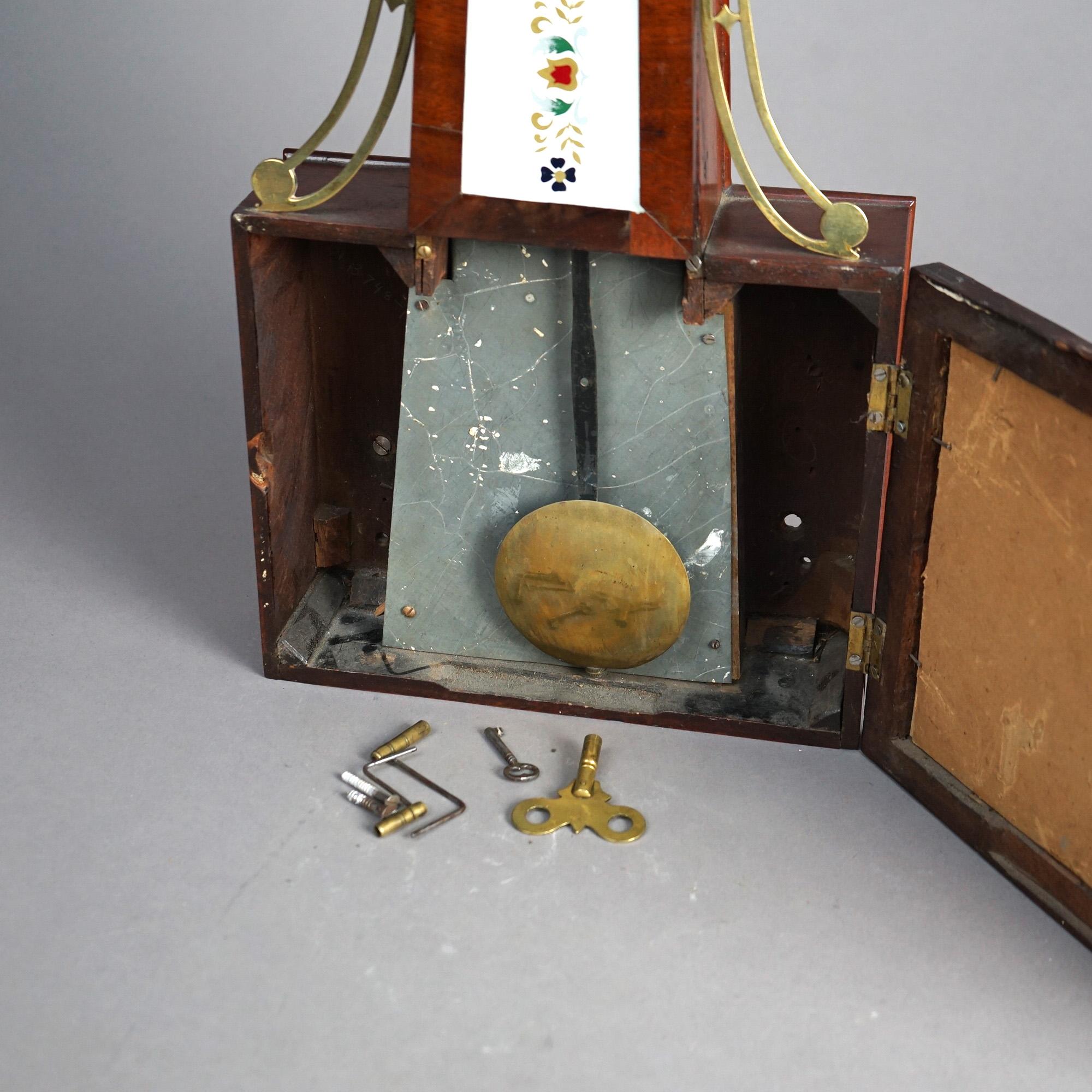 Antique Waterbury Mahogany Banjo Clock with Eglomise Panel Circa 1830 8