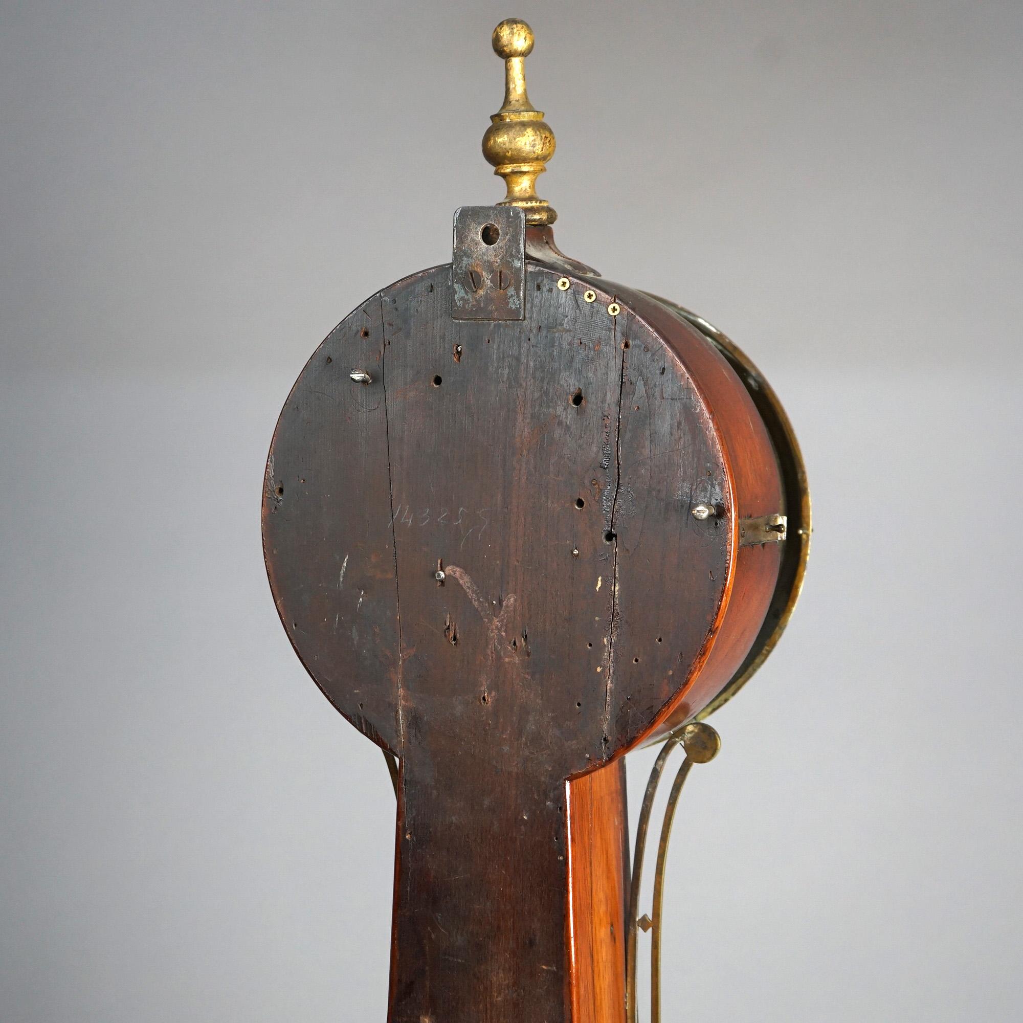 Antique Waterbury Mahogany Banjo Clock with Eglomise Panel Circa 1830 14