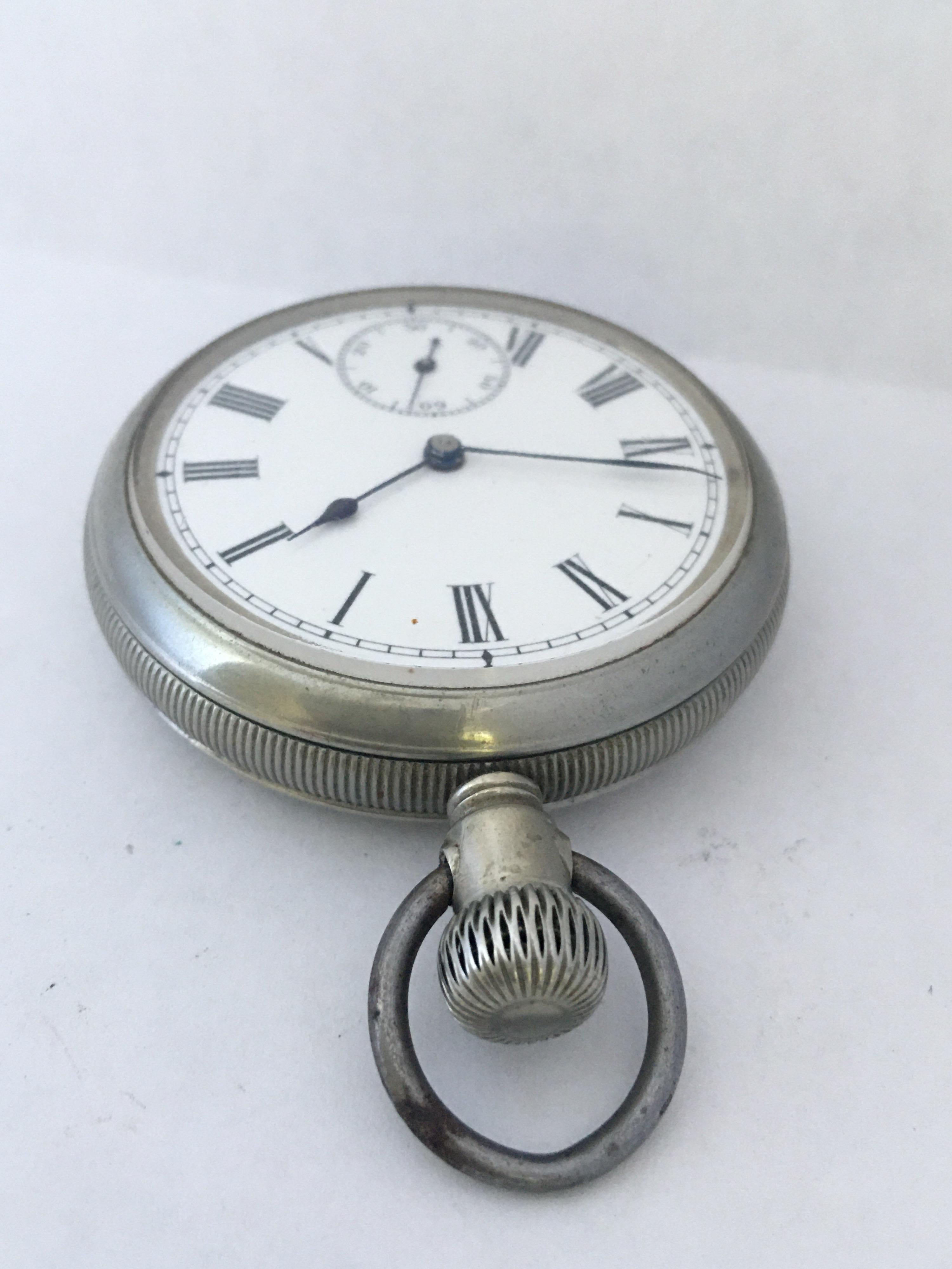 Antique Waterbury & Watch Co. Hand-Winding Pocket Watch For Sale 3