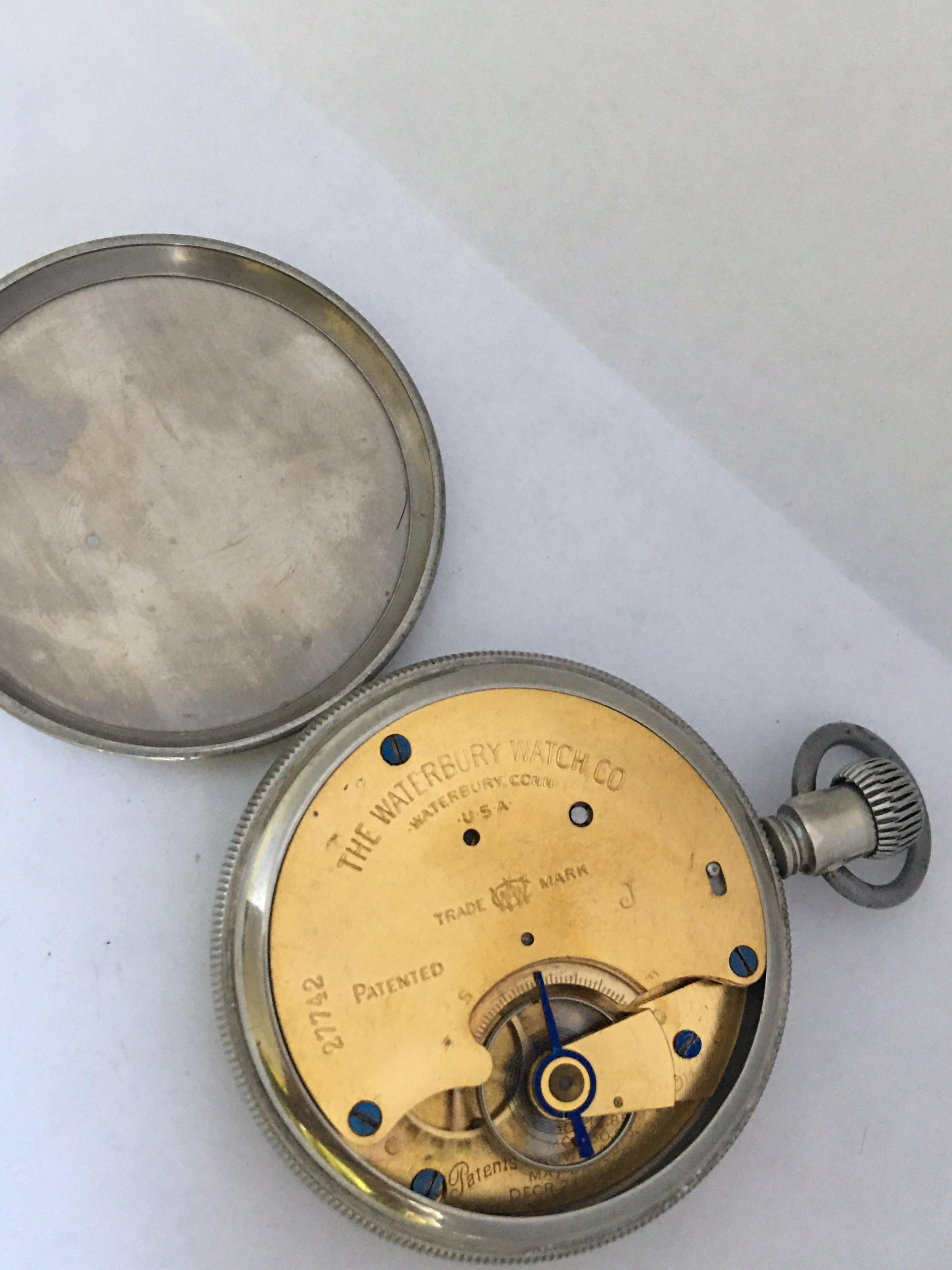 Antique Waterbury & Watch Co. Hand-Winding Pocket Watch For Sale 4