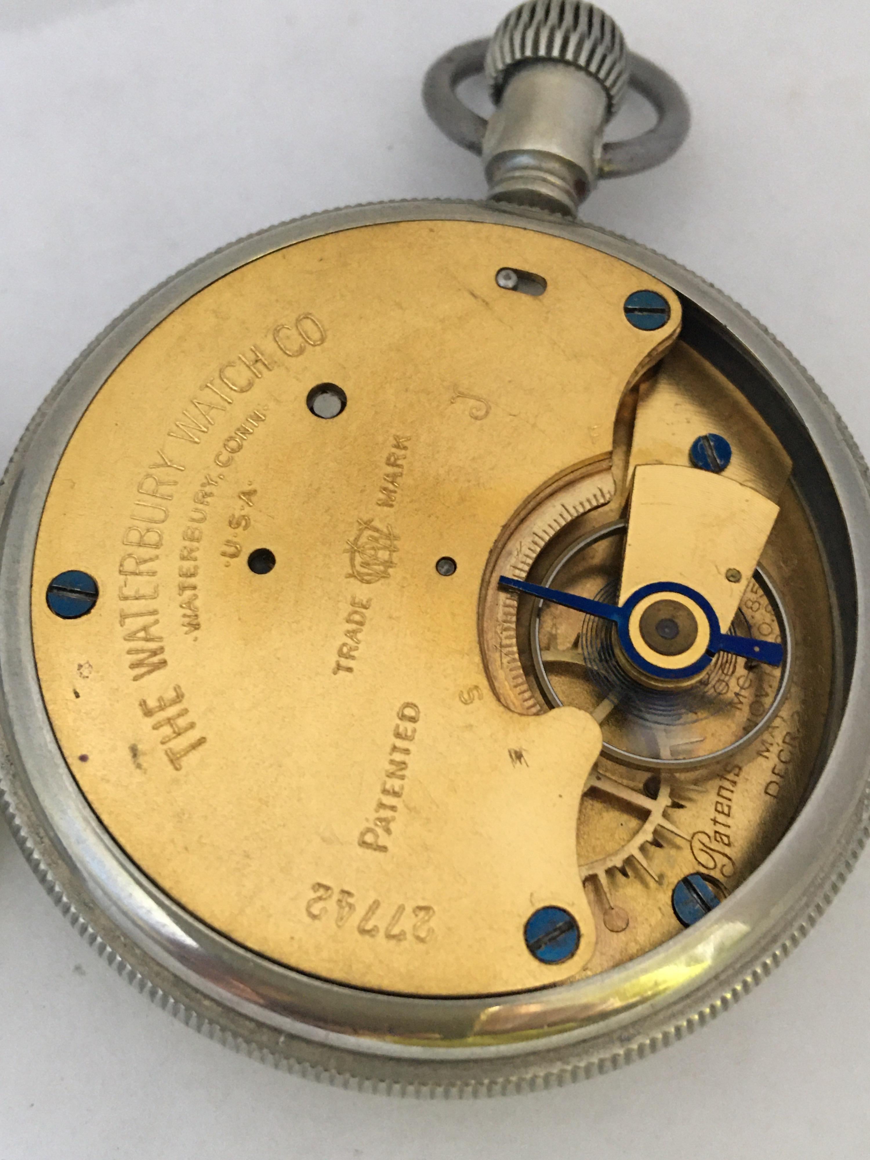 Antique Waterbury & Watch Co. Hand-Winding Pocket Watch In Good Condition For Sale In Carlisle, GB