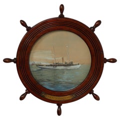 Acuarela antigua del yate de vapor Akela