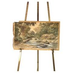 Antico acquerello su carta firmato S.N.S.A. Bowdish C1890