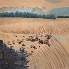 Antique Watercolor on Paper of Niagara Falls, Framed, C1840