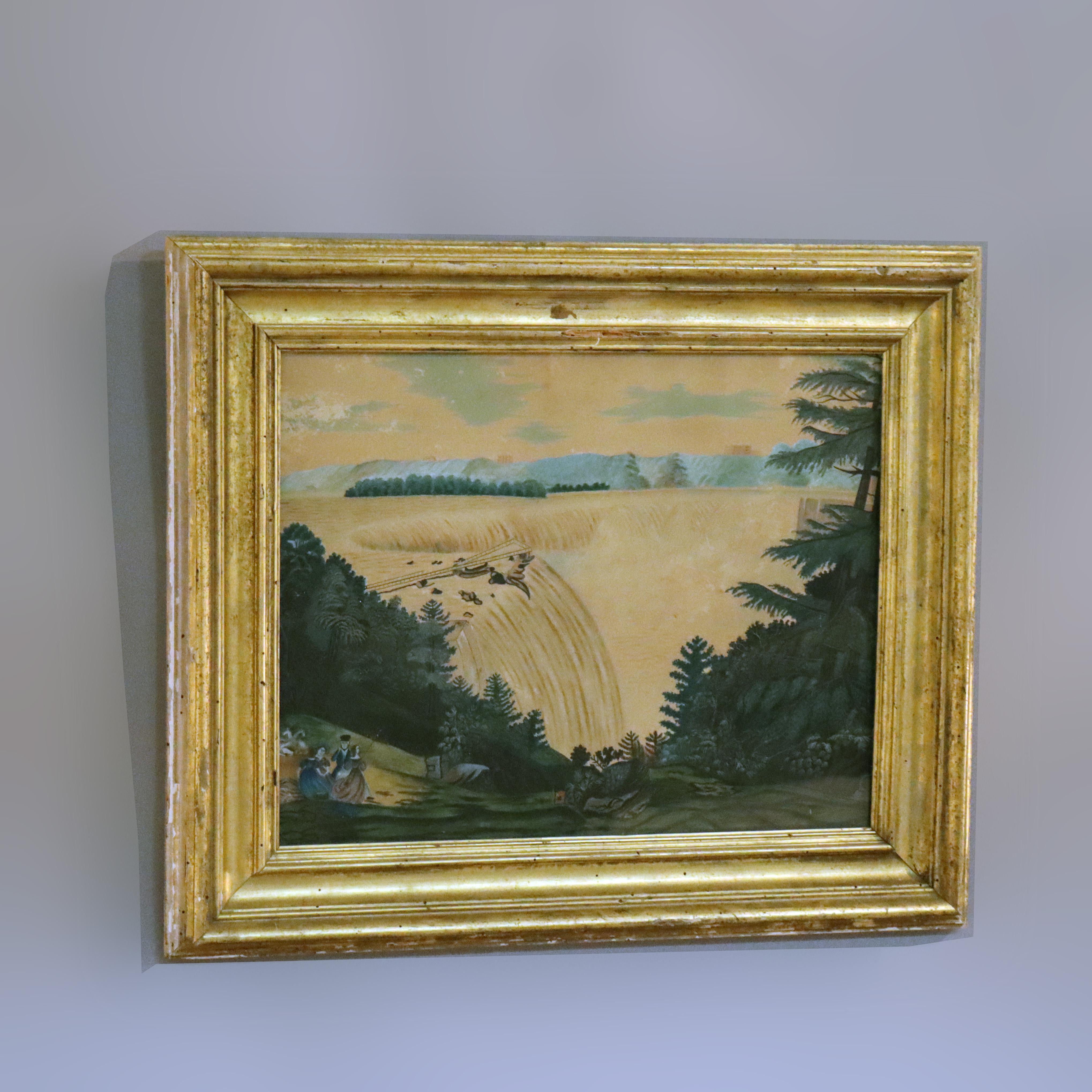 Antique Watercolor on Paper of Niagara Falls, Framed, C1840 In Good Condition For Sale In Big Flats, NY