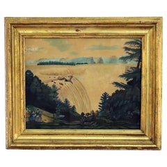 Antique Watercolor on Paper of Niagara Falls, Framed, C1840