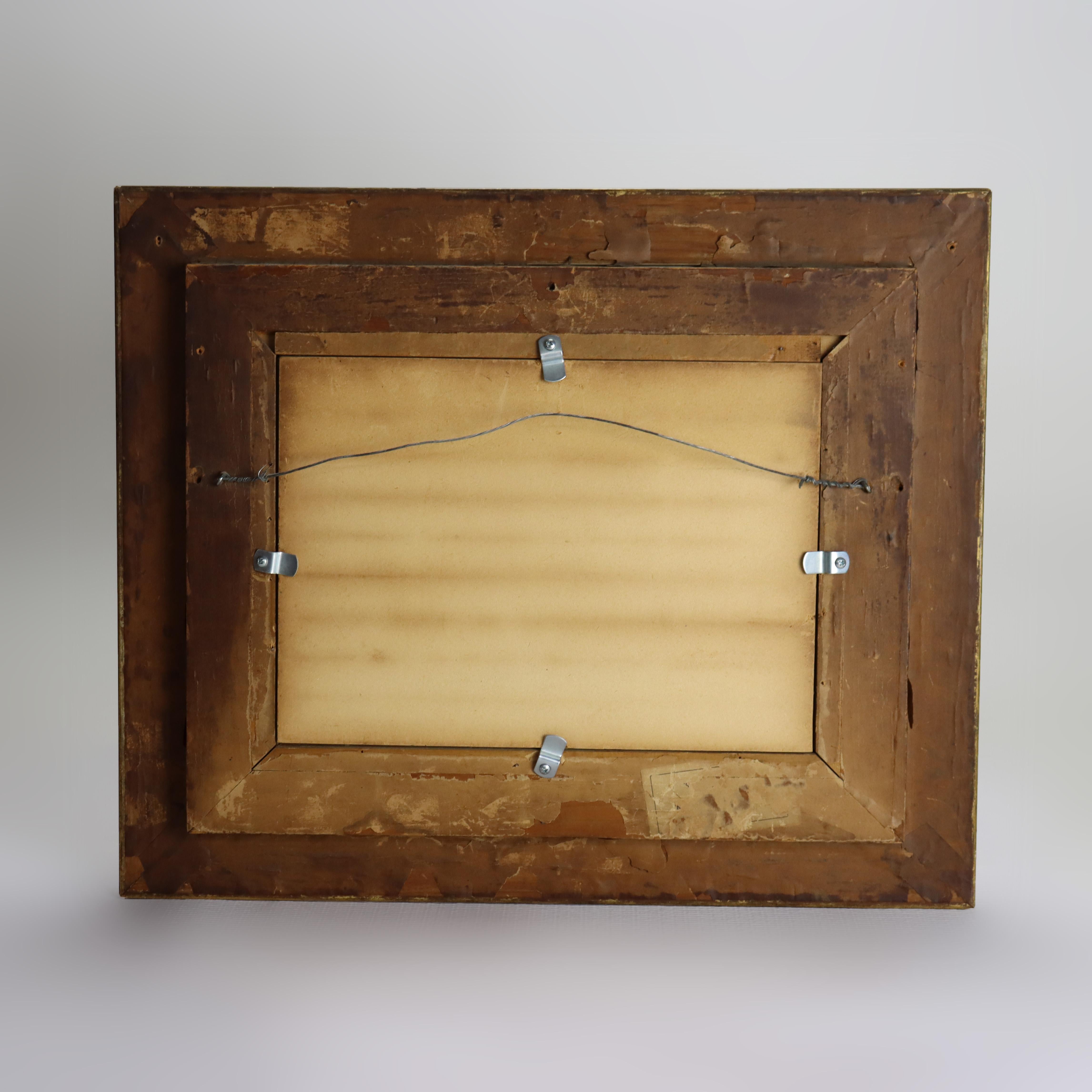 Aquarelle ancienne sur papier de deux enfants C1910 en vente 5