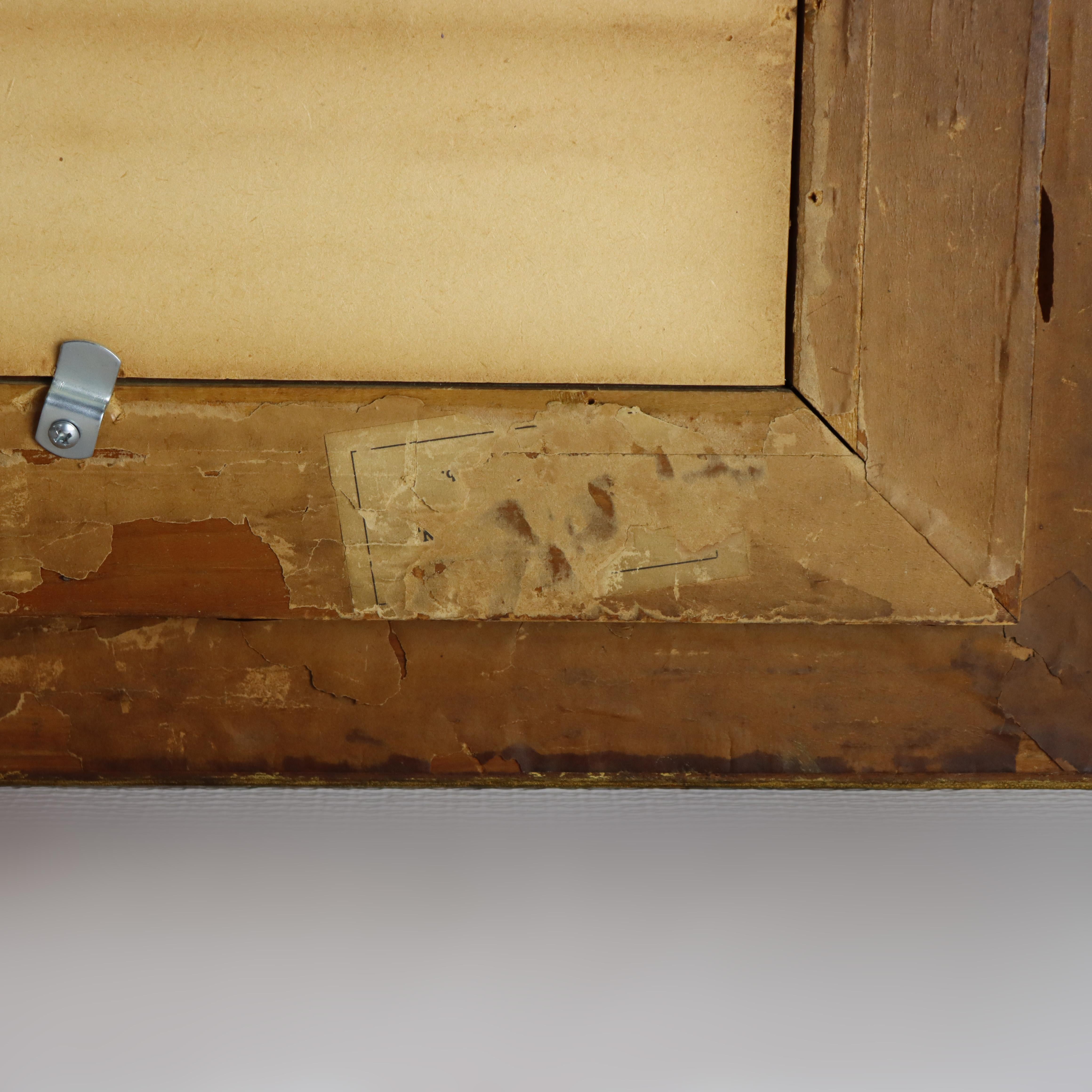 Aquarelle ancienne sur papier de deux enfants C1910 en vente 6