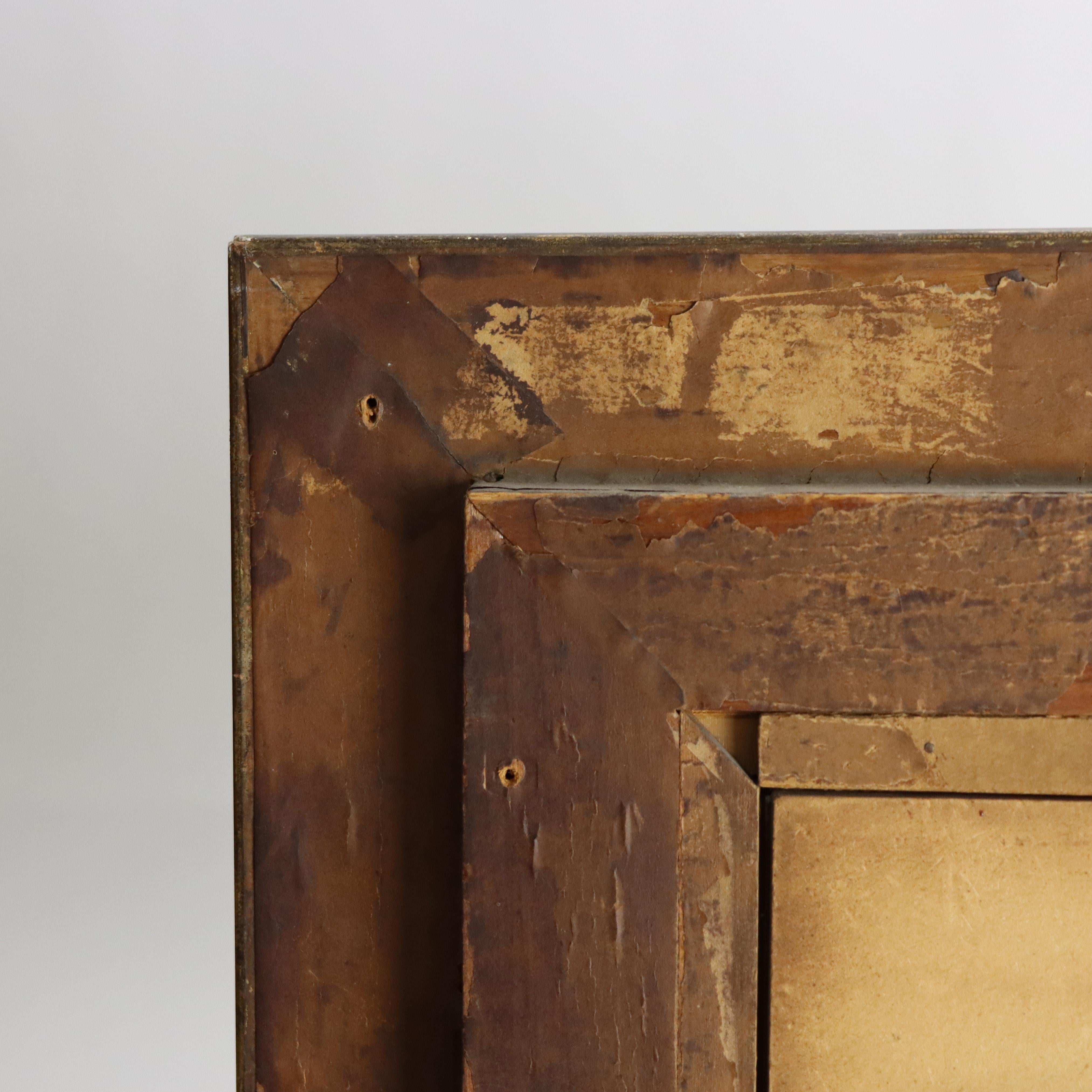 Aquarelle ancienne sur papier de deux enfants C1910 en vente 7