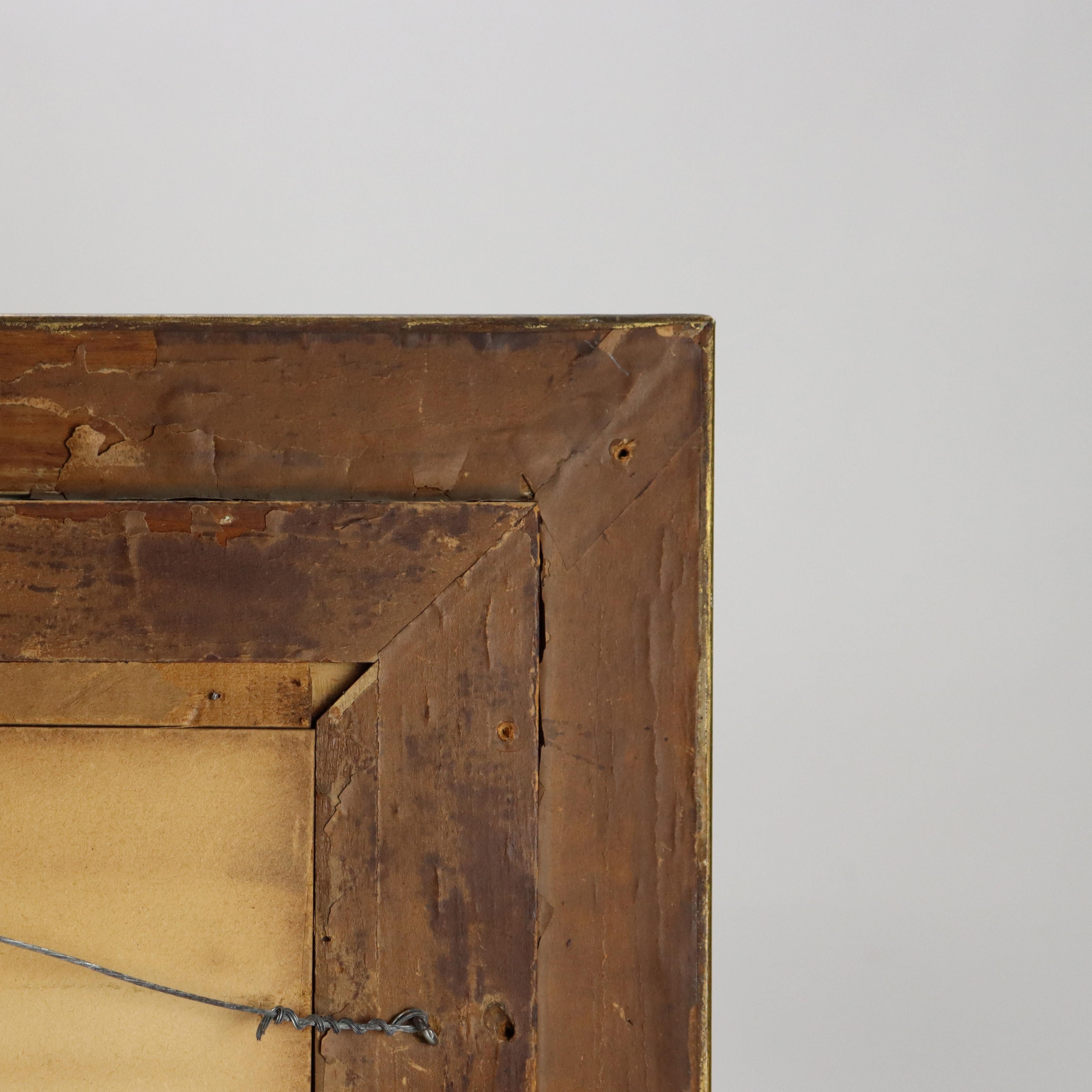 Aquarelle ancienne sur papier de deux enfants C1910 en vente 8