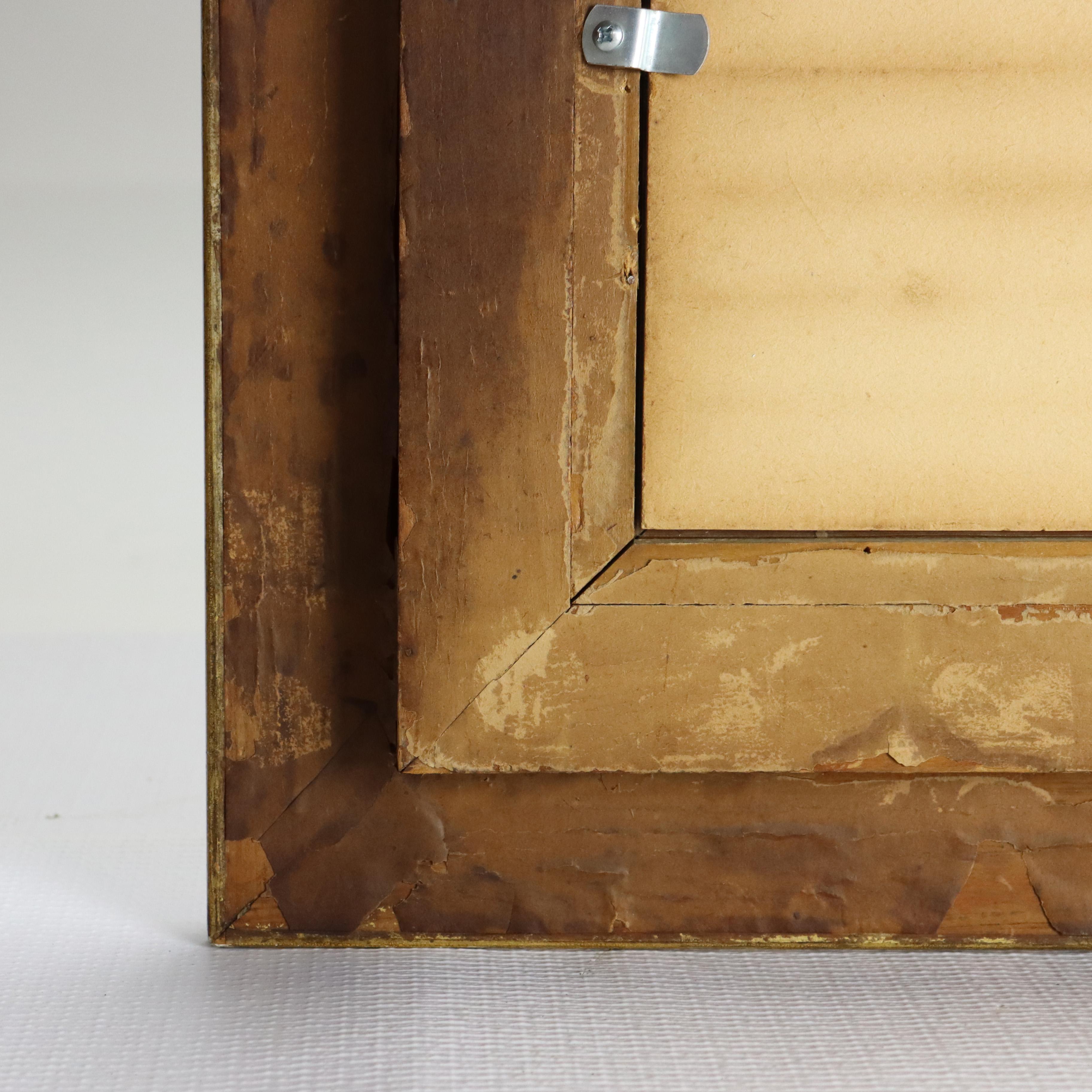 Aquarelle ancienne sur papier de deux enfants C1910 en vente 9