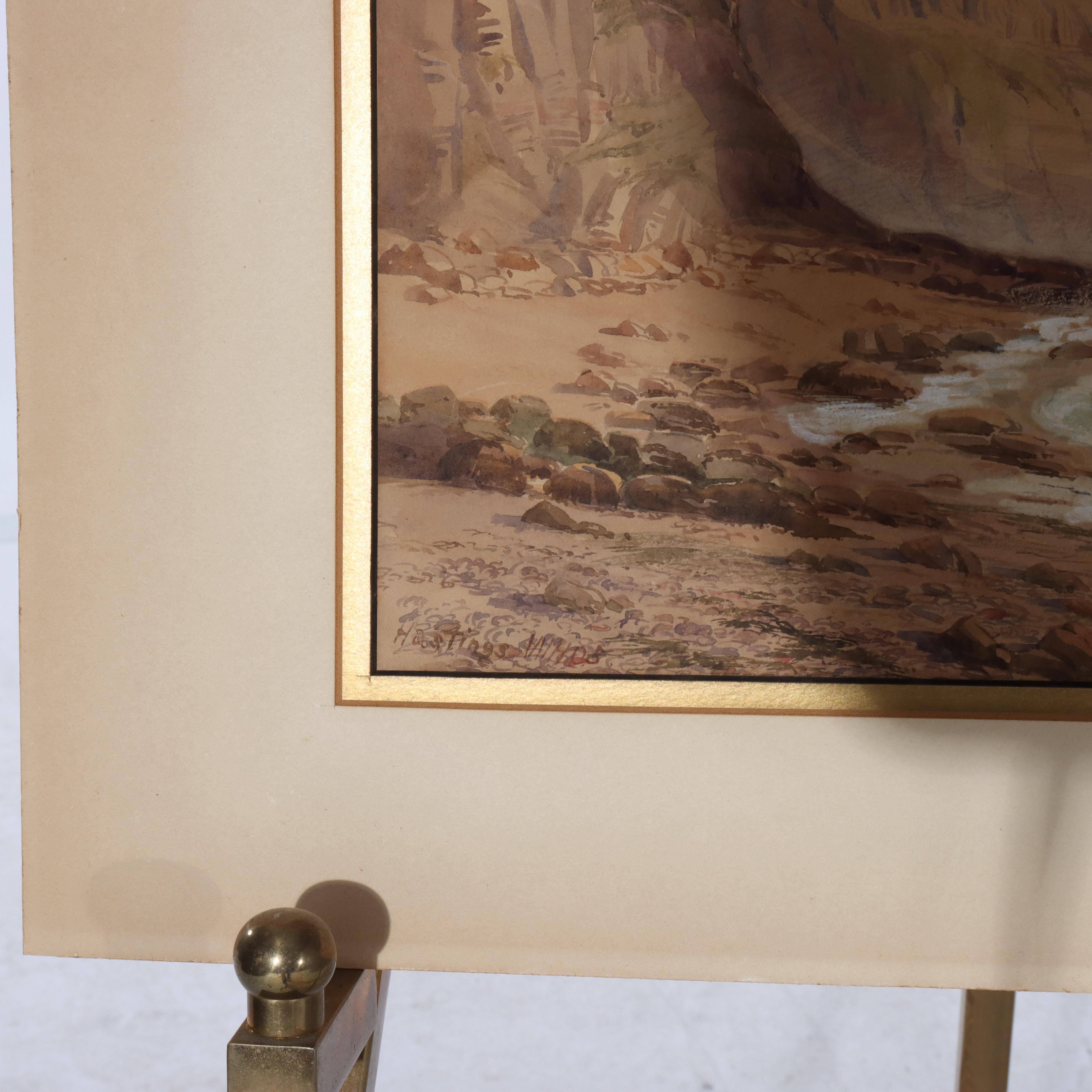 Aquarelle ancienne sur papier paysage marin signée par Hastings C1908

Mesures - 15 1/8