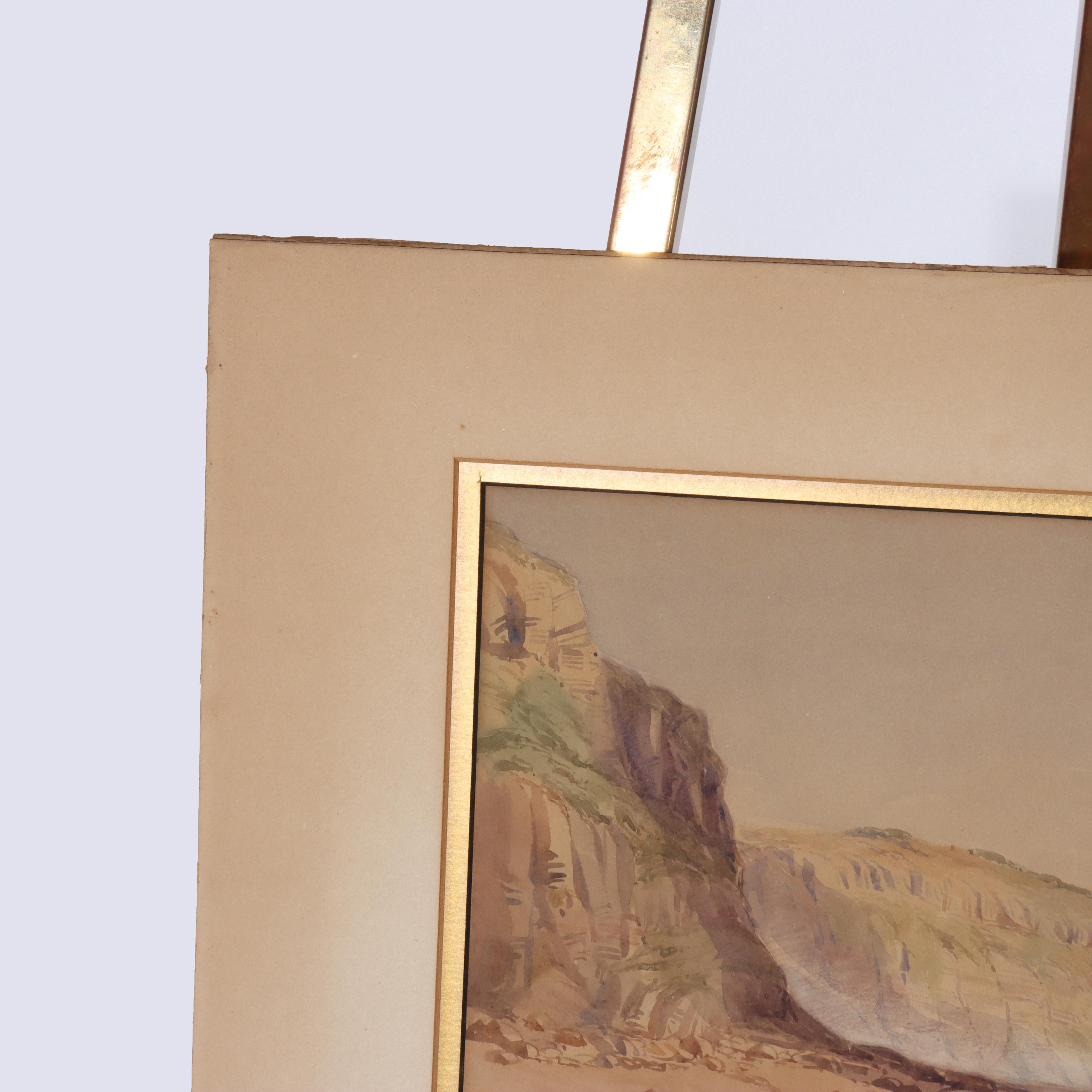 Aquarelle ancienne sur papier paysage marin signée par Hastings C1908 en vente 2