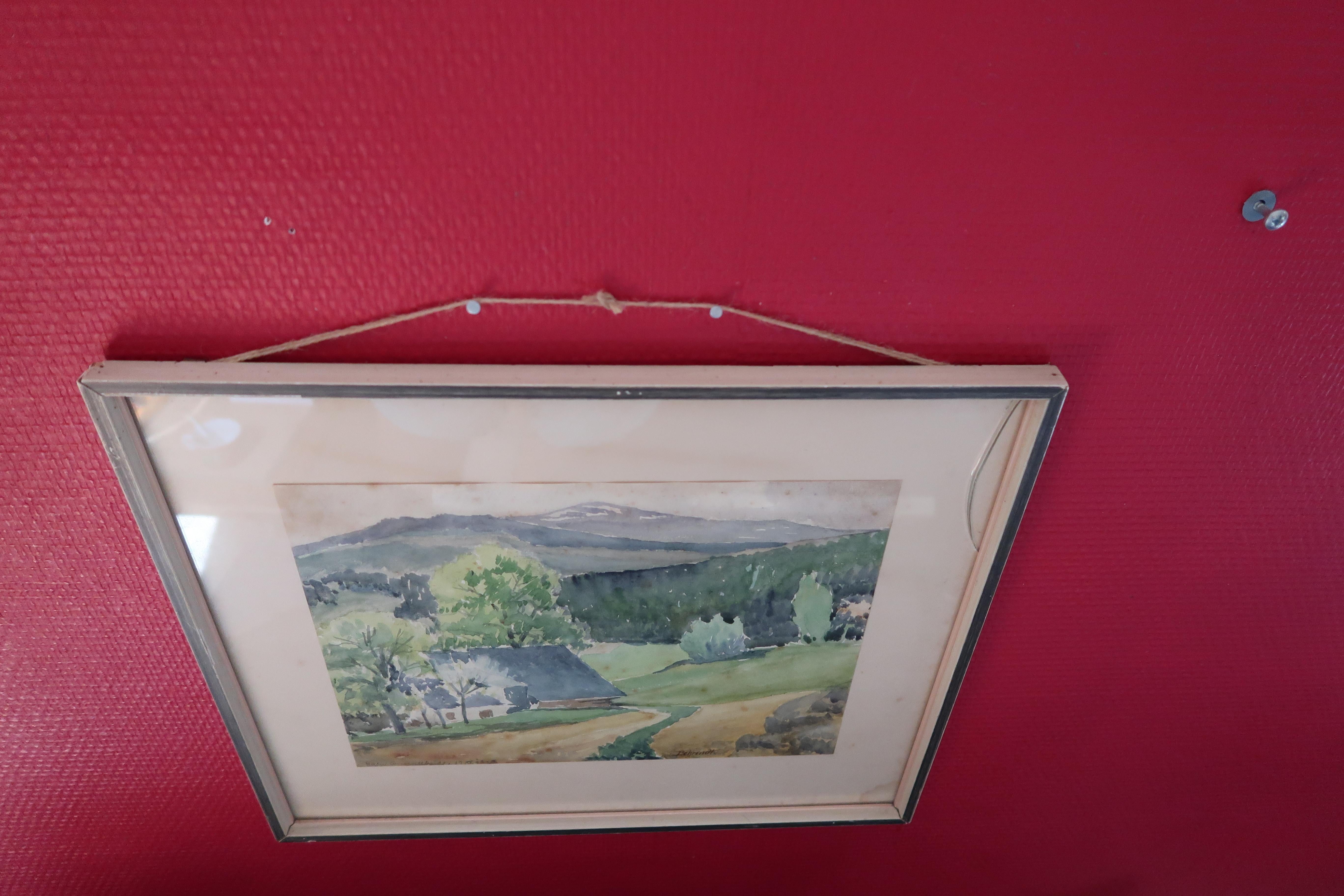 Aquarelle ancienne, signée Behrendt, 1923, encadrée, 2C08 Bon état - En vente à Bordeaux, FR