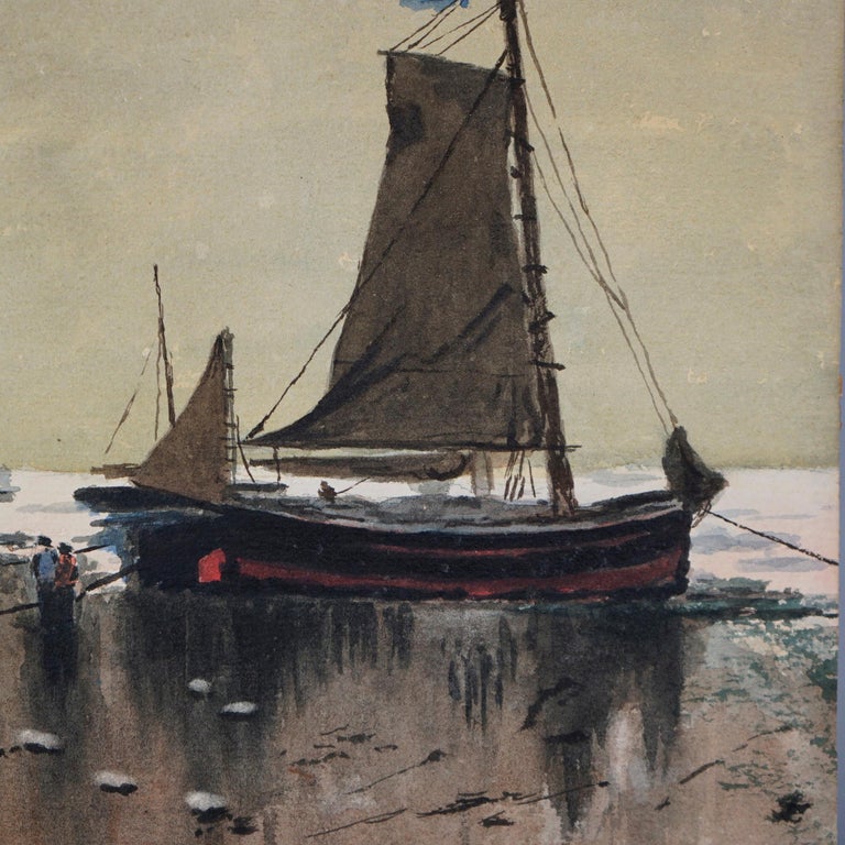 Pair of Watercolor Ships in Antique Frames