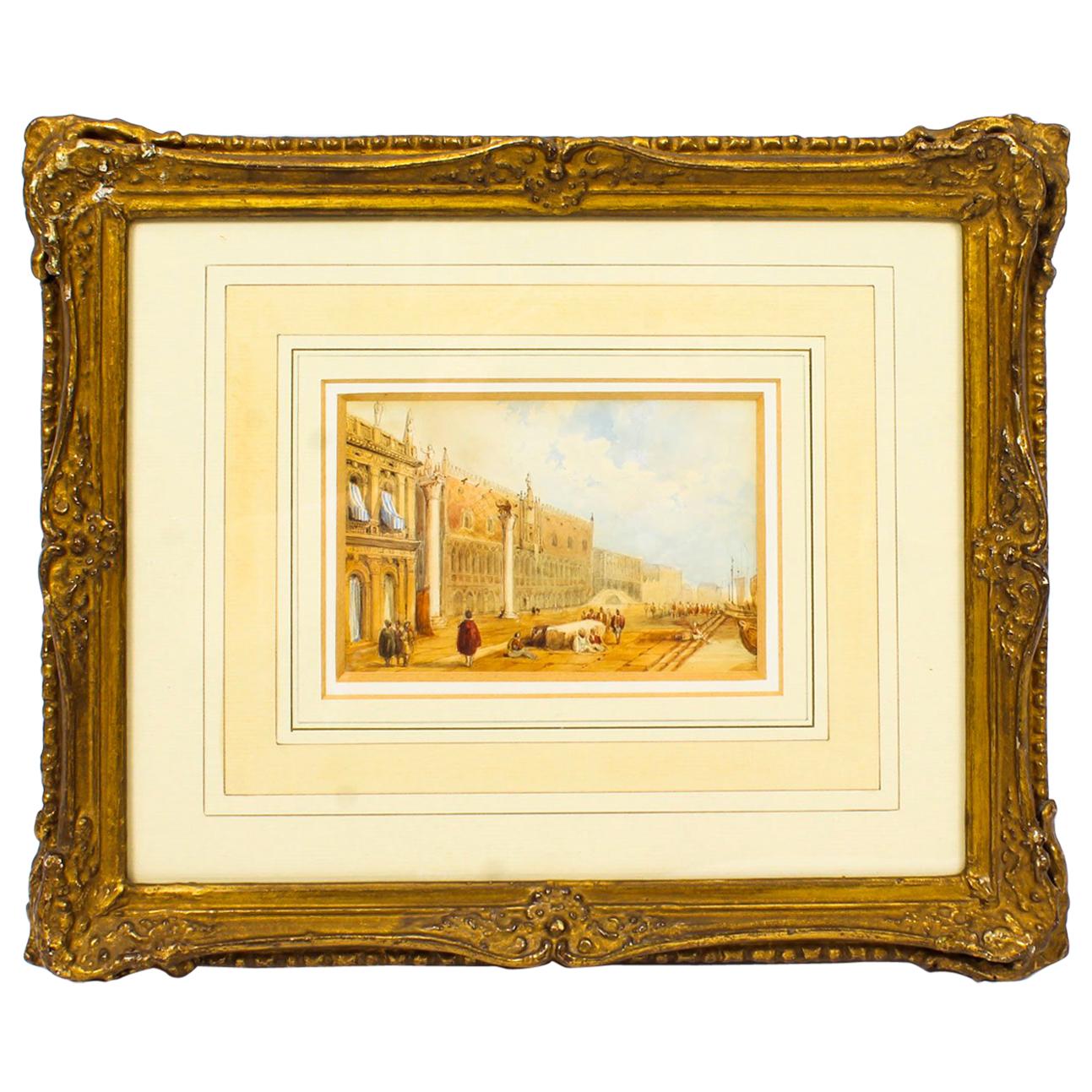 Antique Watercolor Venice by Samuel Prout, Early 19th Century