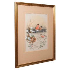 Antikes Aquarell Fink Gemälde, English School, Kunst, Harry Bright, viktorianisch