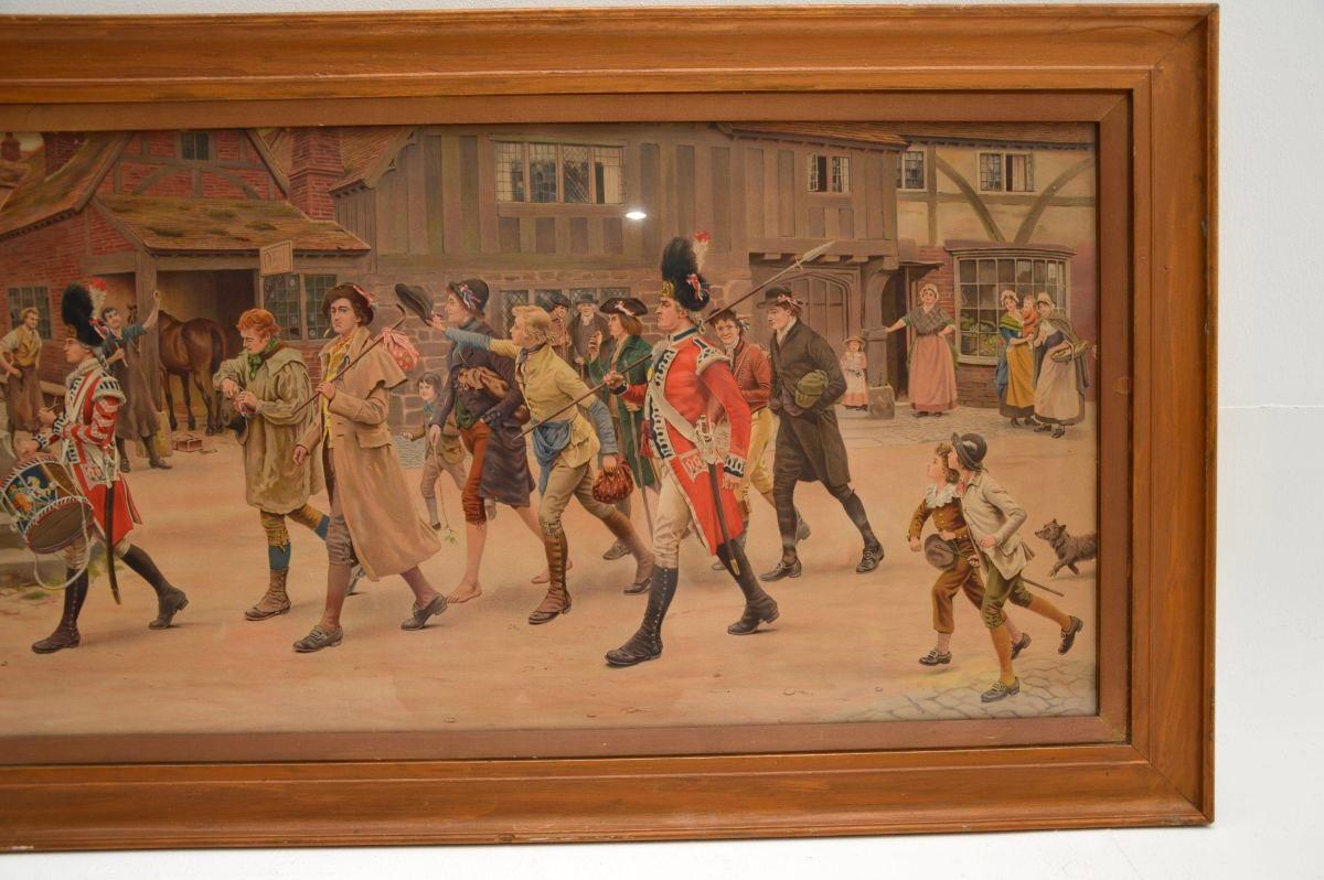 A wonderful antique watercolour painting by Frank Dadd, signed and dated 1914.

Frank Dadd was a well known and highly skilled artist, known for his military themed works. This depicts a village scene which appears to show marching soldiers leading