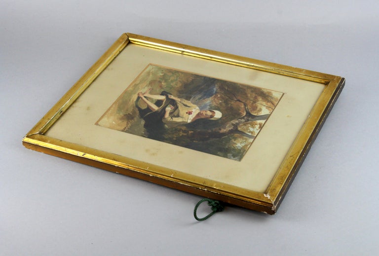 Mid-19th Century Antique Watercolour Painting 