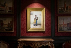 Antique Watercolour 'The Water Carrier' Filipo Indoni 19th Century