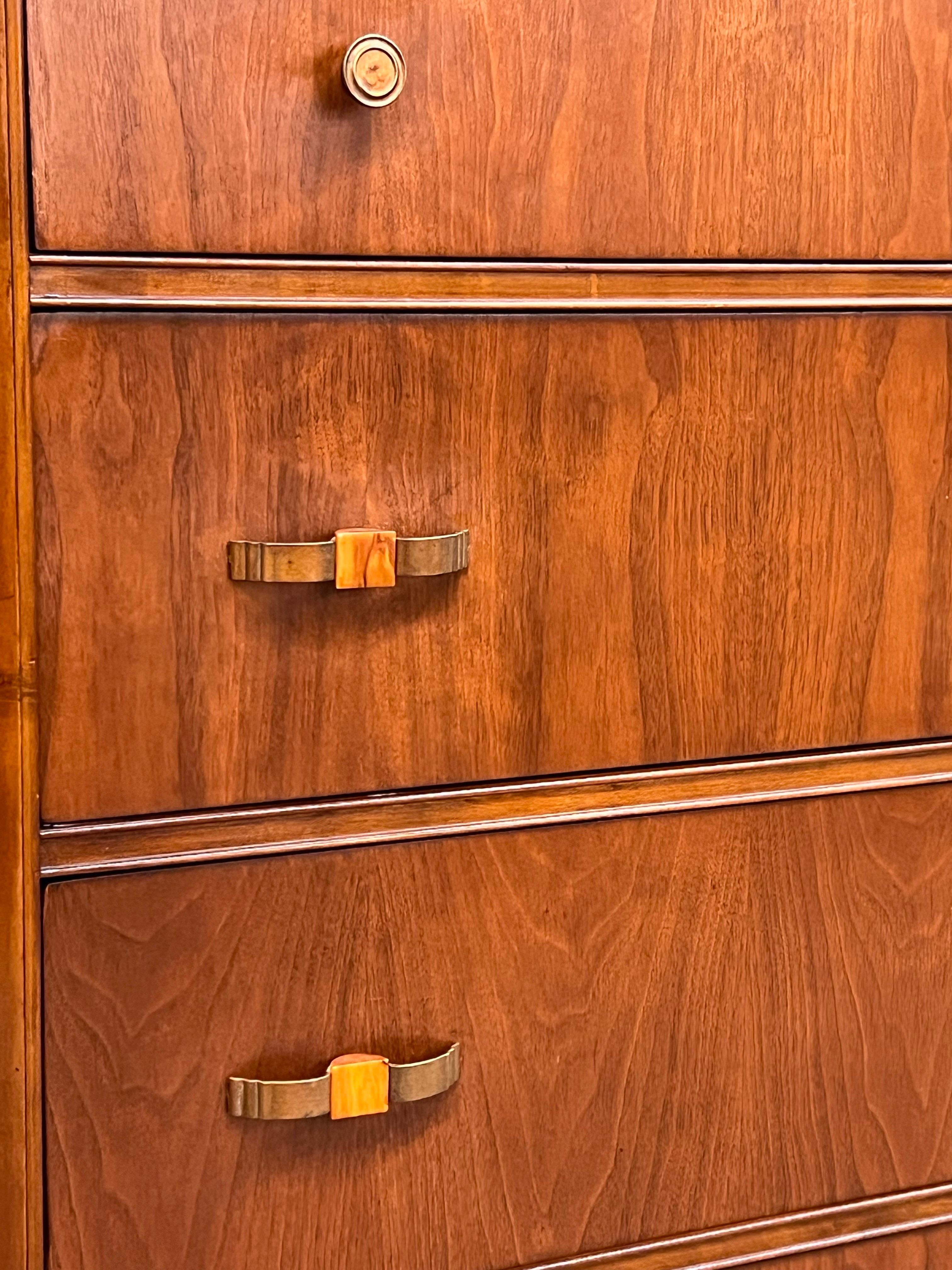 Antique Waterfall Dresser with Distinctive Art Deco Design and original hardware 3