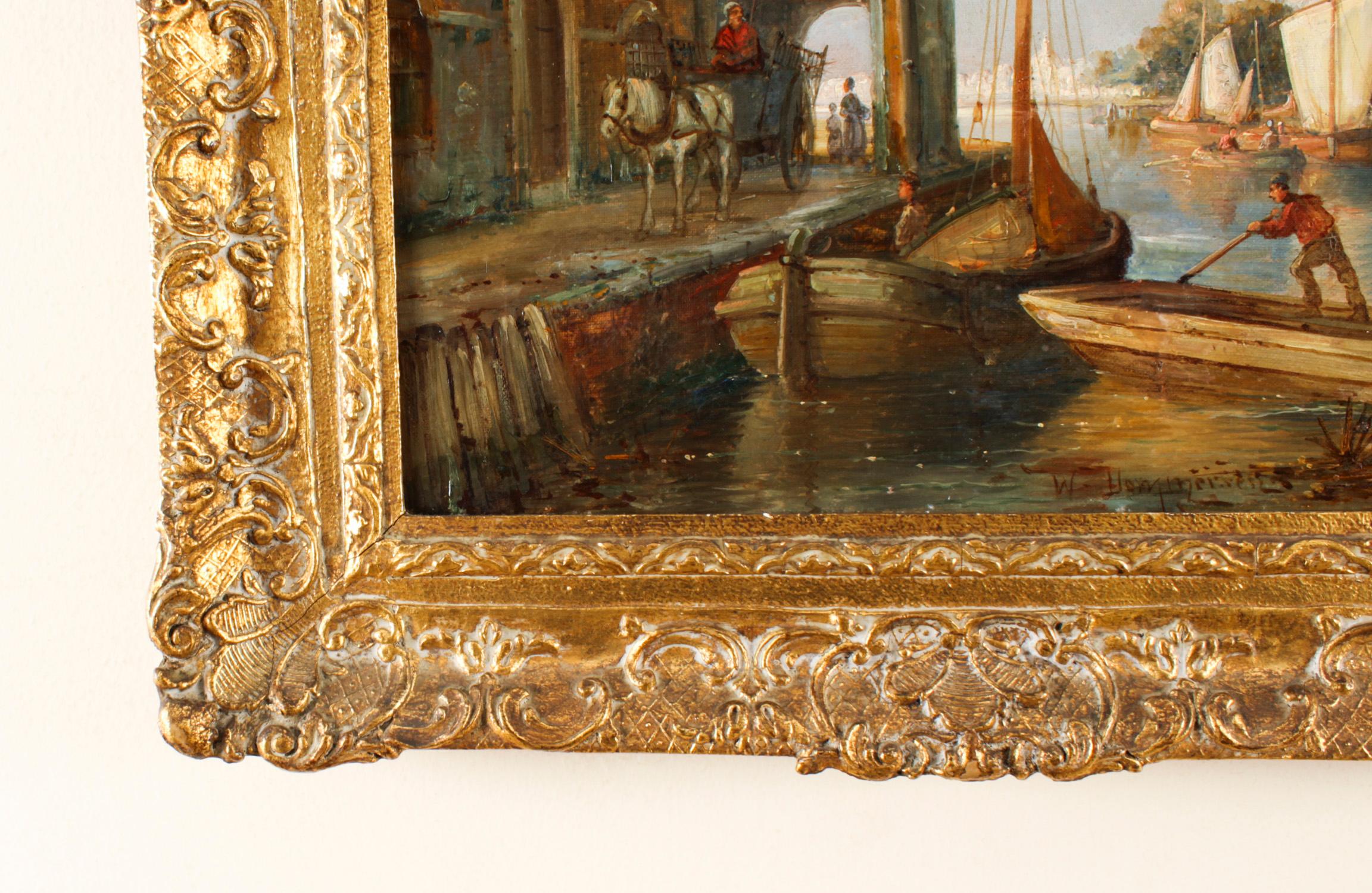 Antique Waterscape Oil Painting by William Dommersen 19th C For Sale 4