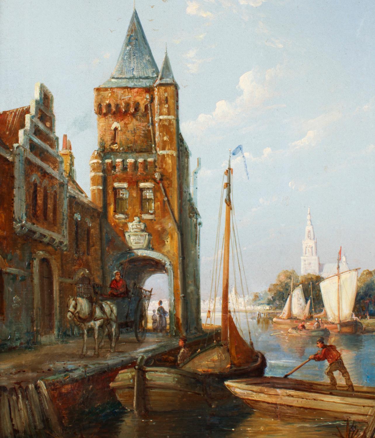 British Antique Waterscape Oil Painting by William Dommersen 19th Century For Sale