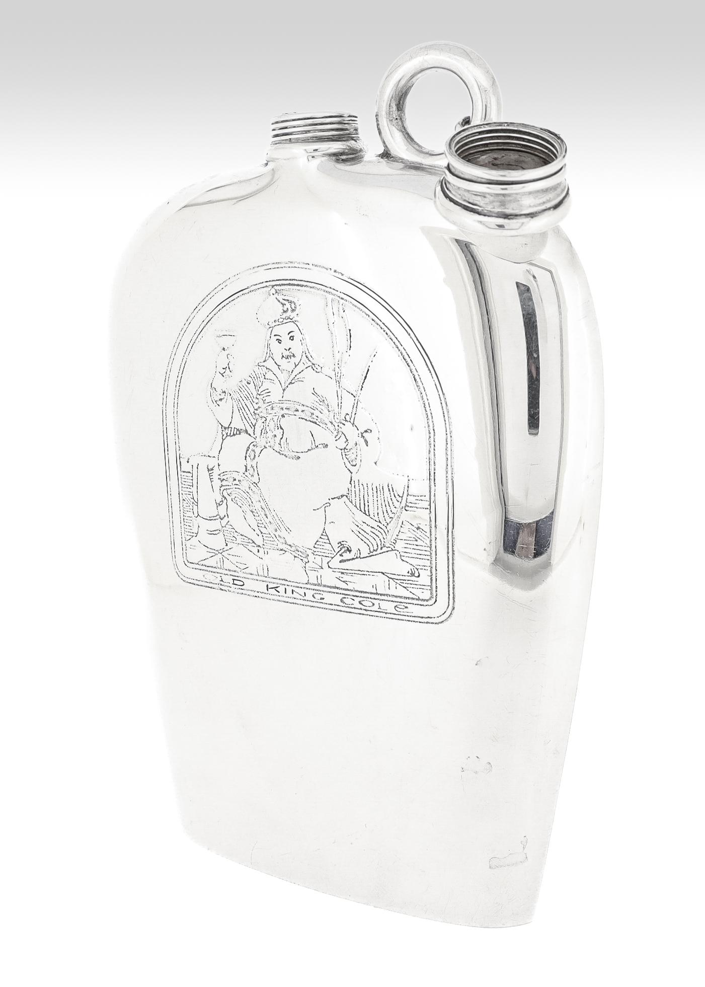 Antique Watrous Sterling Silver Old King Cole Figural Liquor Whisky Hip Flask For Sale 6