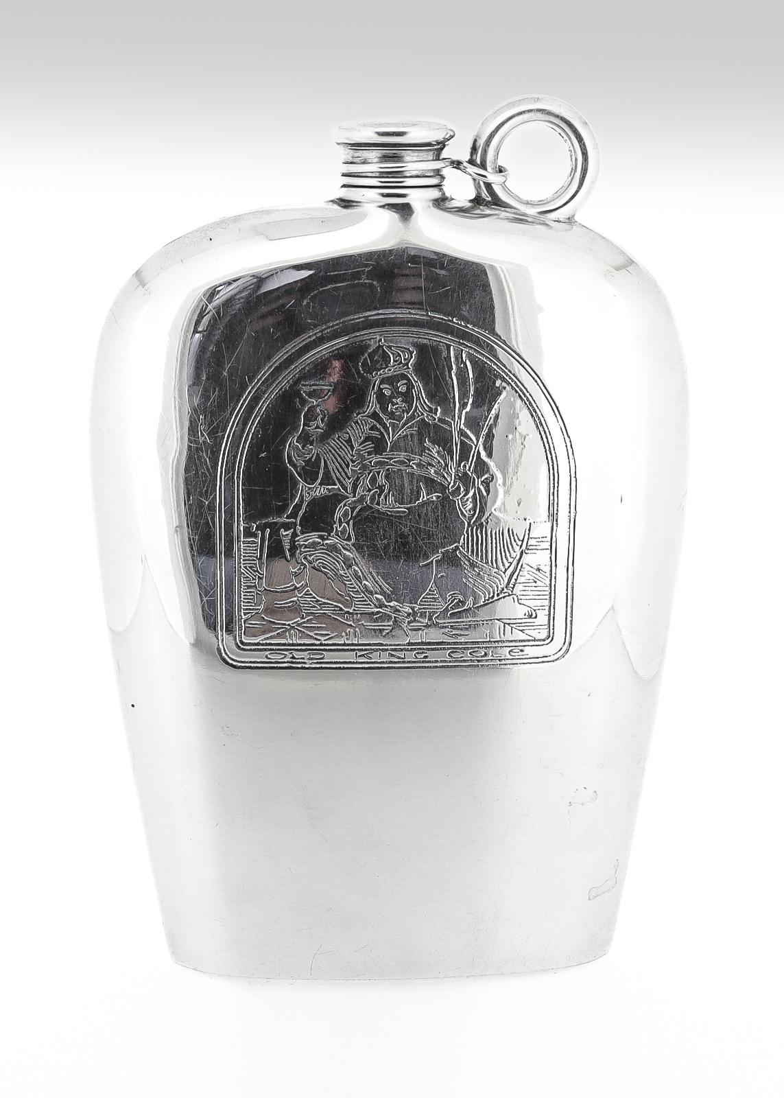 Antique Watrous Sterling Silver Old King Cole Figural Liquor Whisky Hip Flask For Sale 5