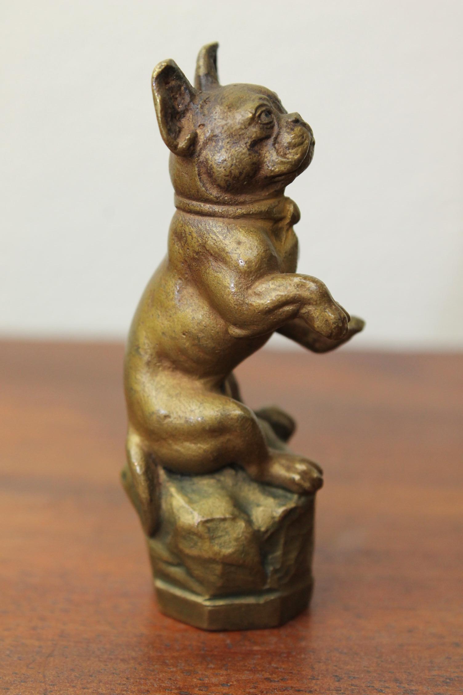 Art Nouveau Antique Wax Seal Stamp with Bulldog on Top, Early 20th Century