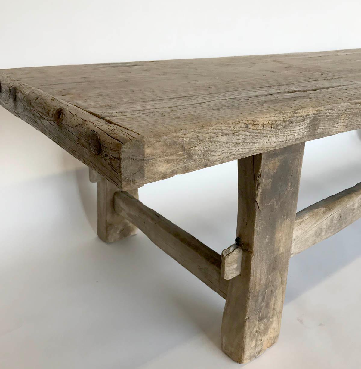 Japanese Antique Weathered Elm Bench