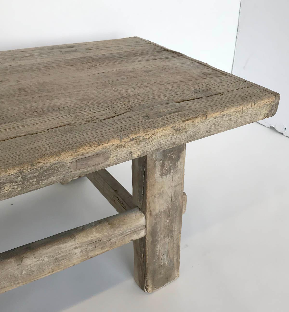 Antique Weathered Elm Bench 1